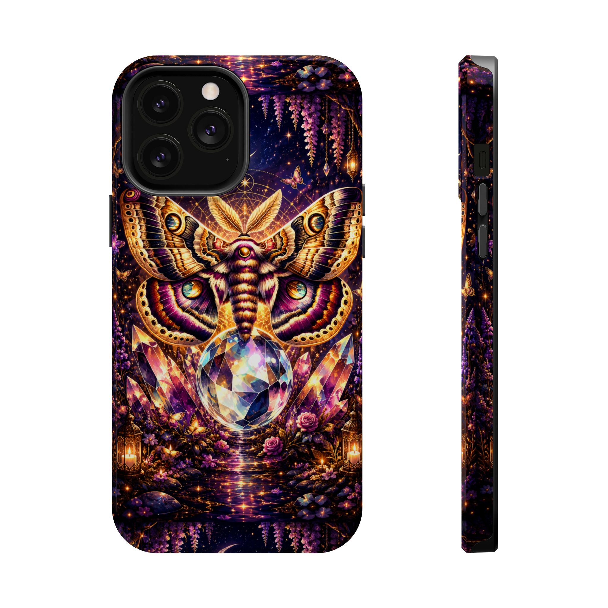 Mystic Moth Crystal Phone Case – Jewel-Toned MagSafe-Compatible Cover