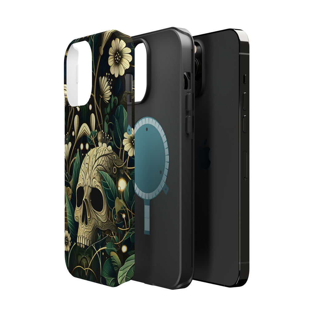 Floral Skull Phone Case – Botanical Gothic MagSafe-Compatible Cover