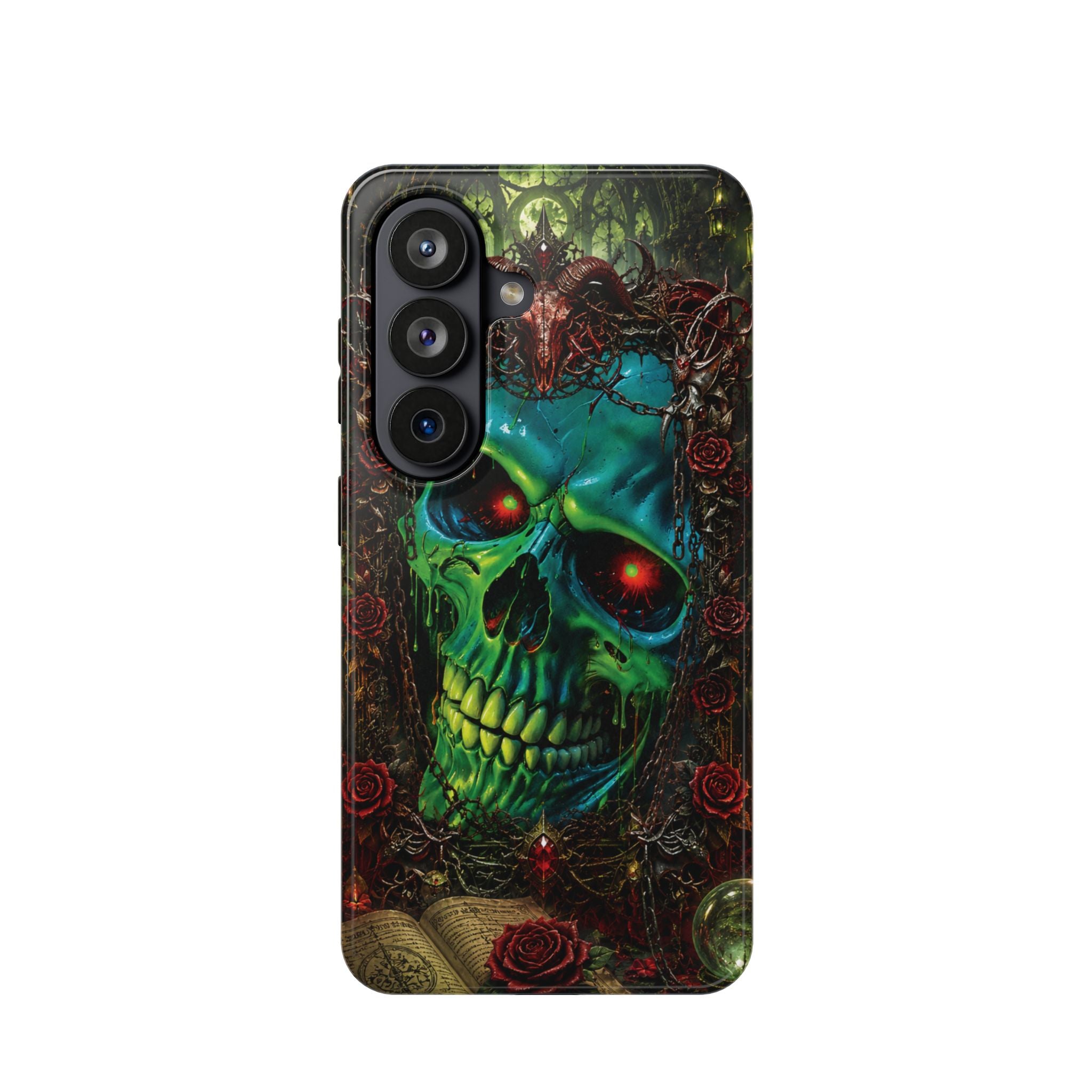 Skull Rose Phone Case – Gothic Impact-Resistant MagSafe-Compatible Cover