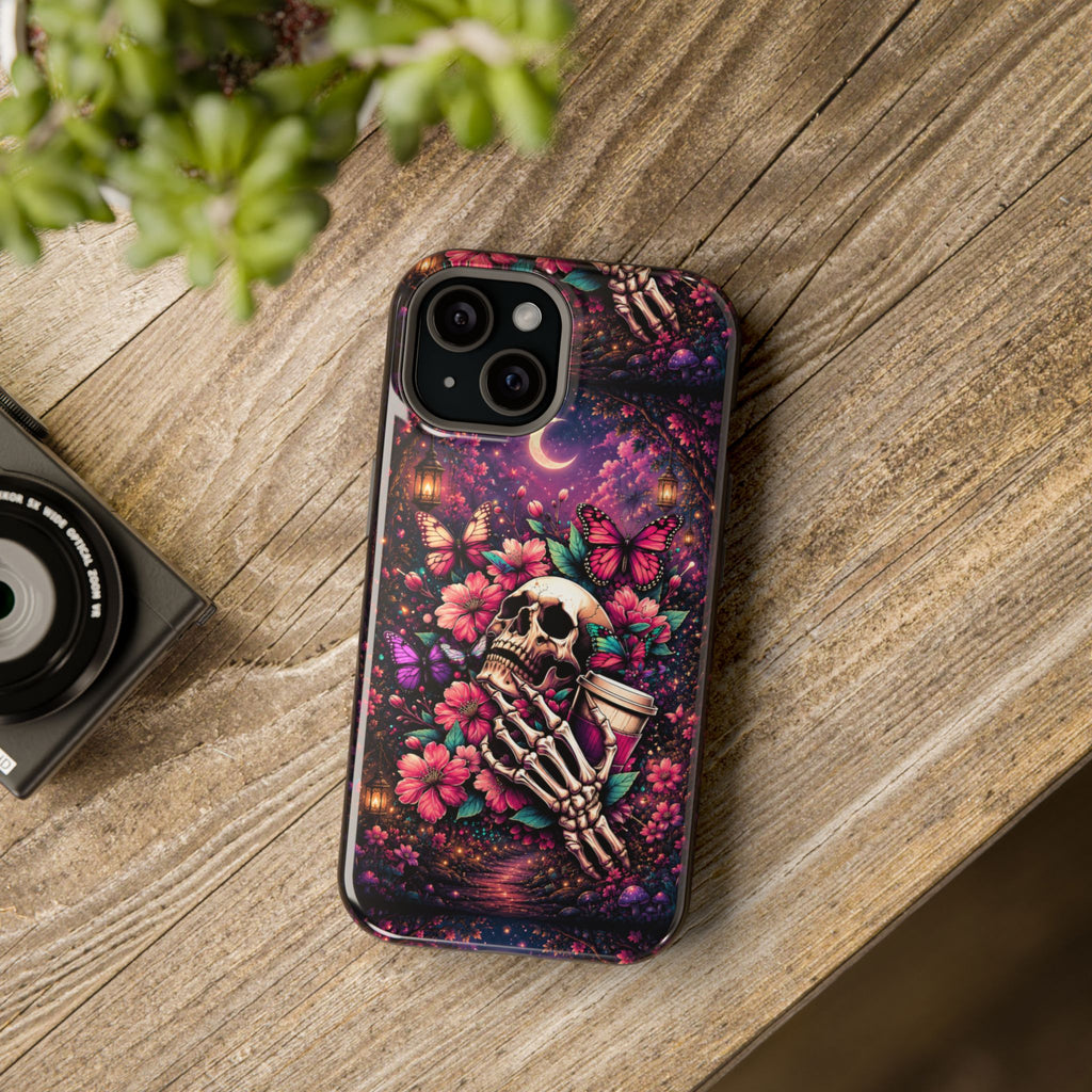 Skull & Butterflies Phone Case – Gothic Floral MagSafe-Compatible Case
