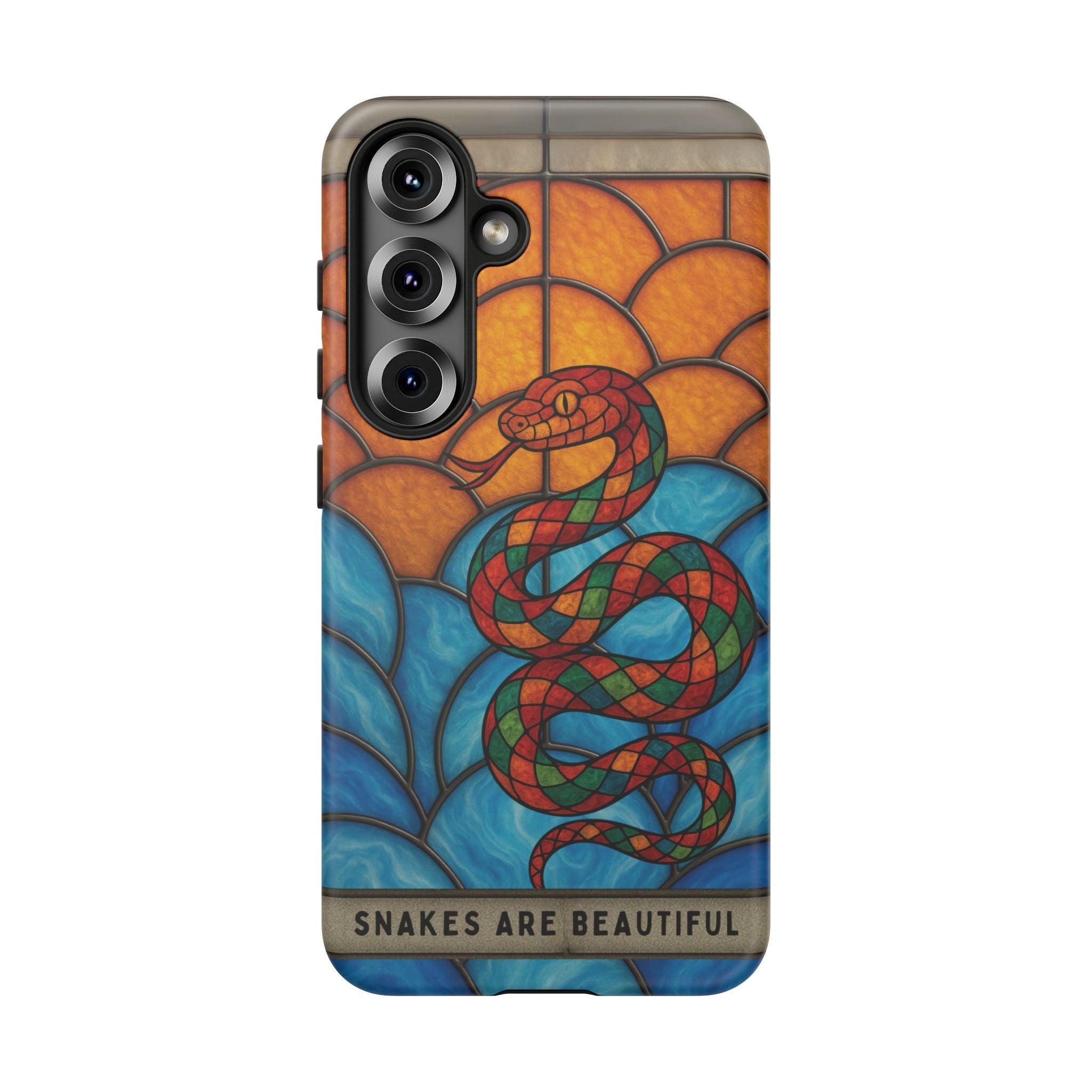 Snakes Are Beautiful Stained Glass Phone Case, Colorful Reptile Design Phone Cover, Nature Lovers Reptile Phone Case, Danger Noodle Case