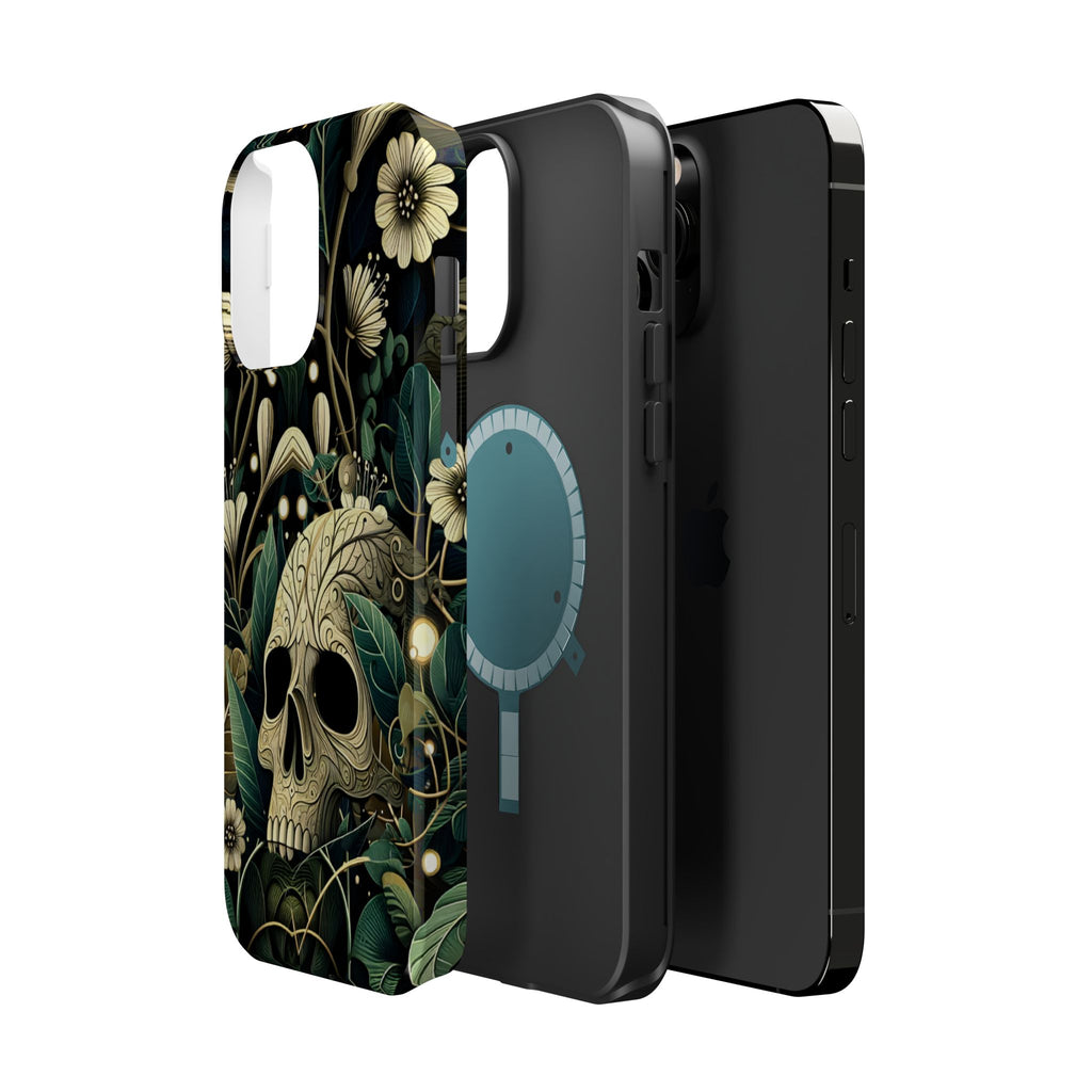 Floral Skull Phone Case – Botanical Gothic MagSafe-Compatible Cover