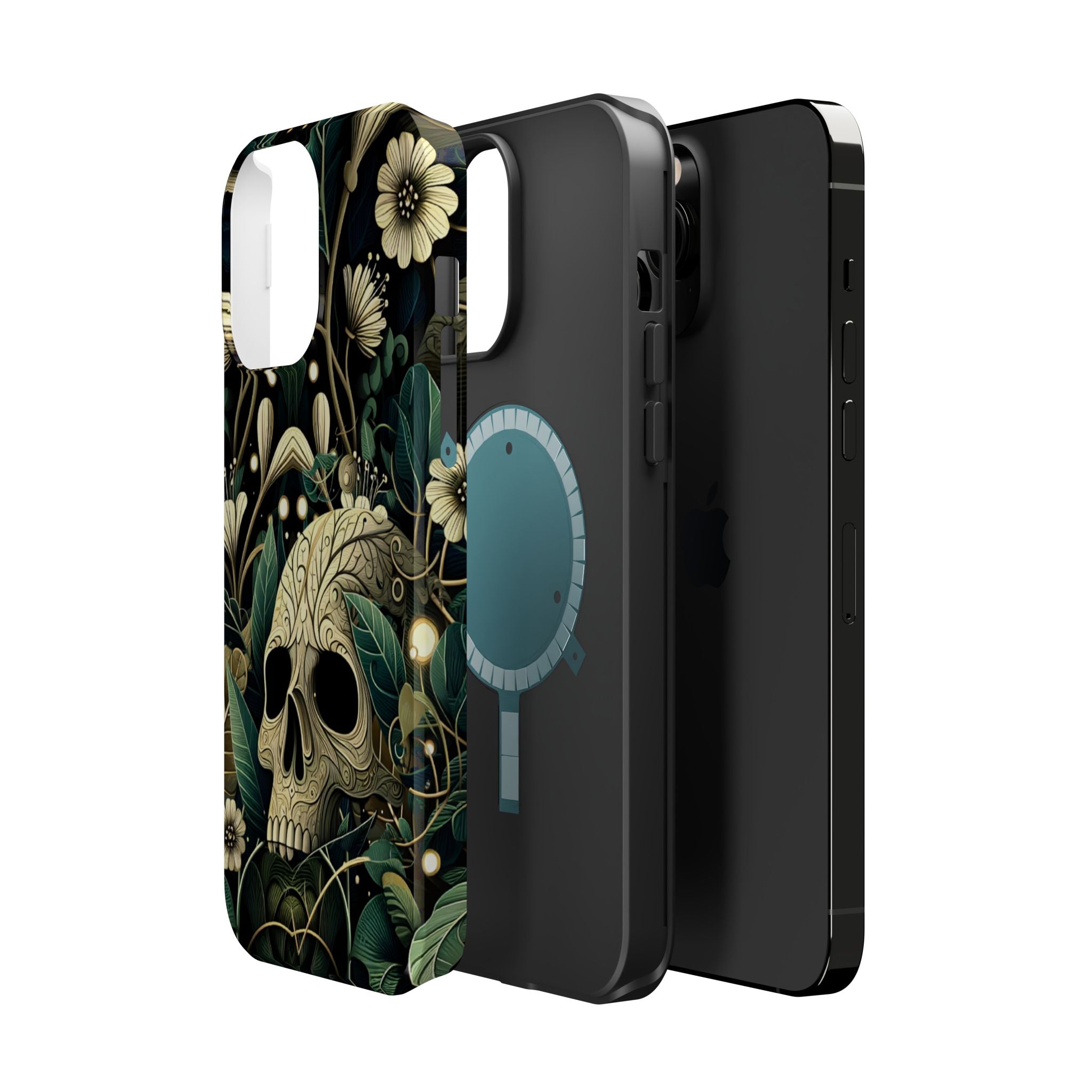 Floral Skull Phone Case – Botanical Gothic MagSafe-Compatible Cover