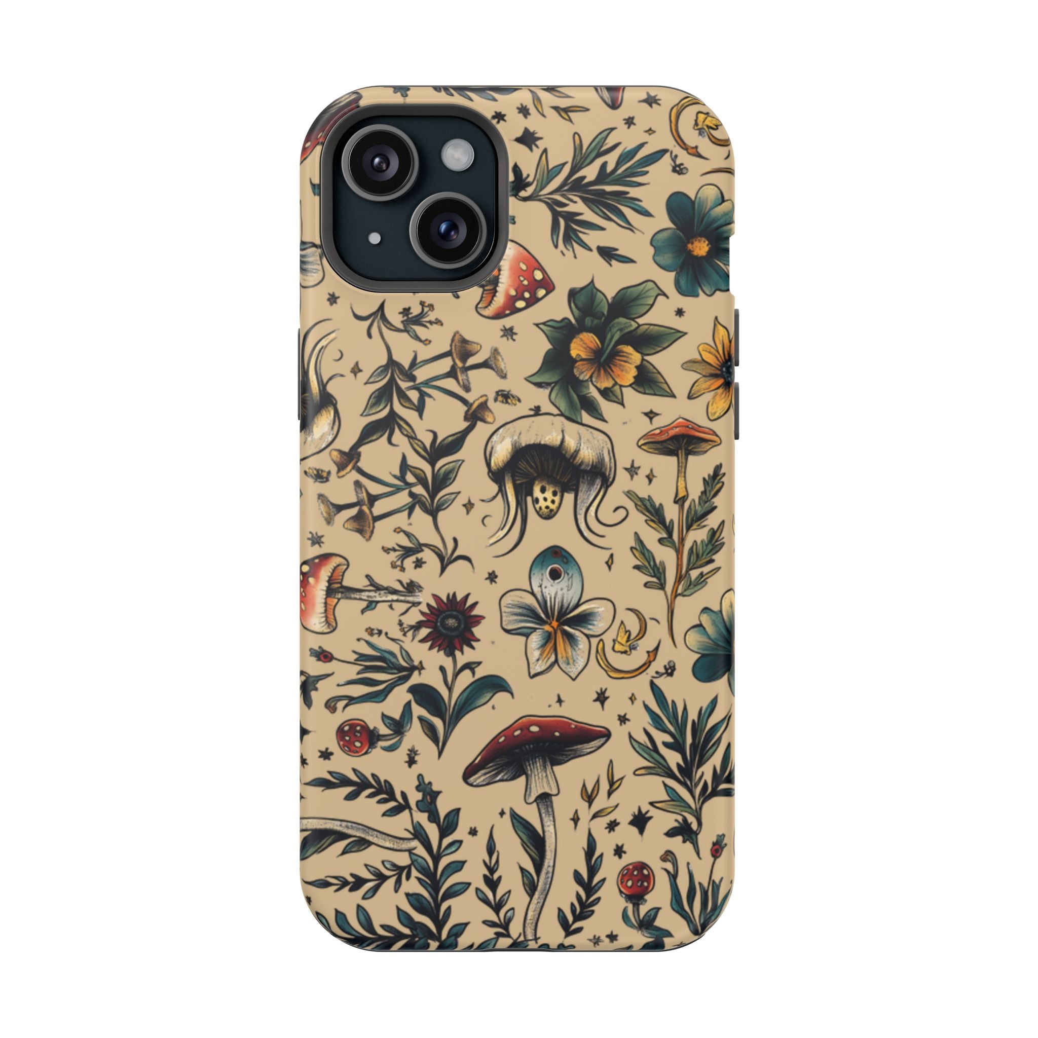 Vintage Botanical Mushroom Phone Case – MagSafe-Compatible Cover