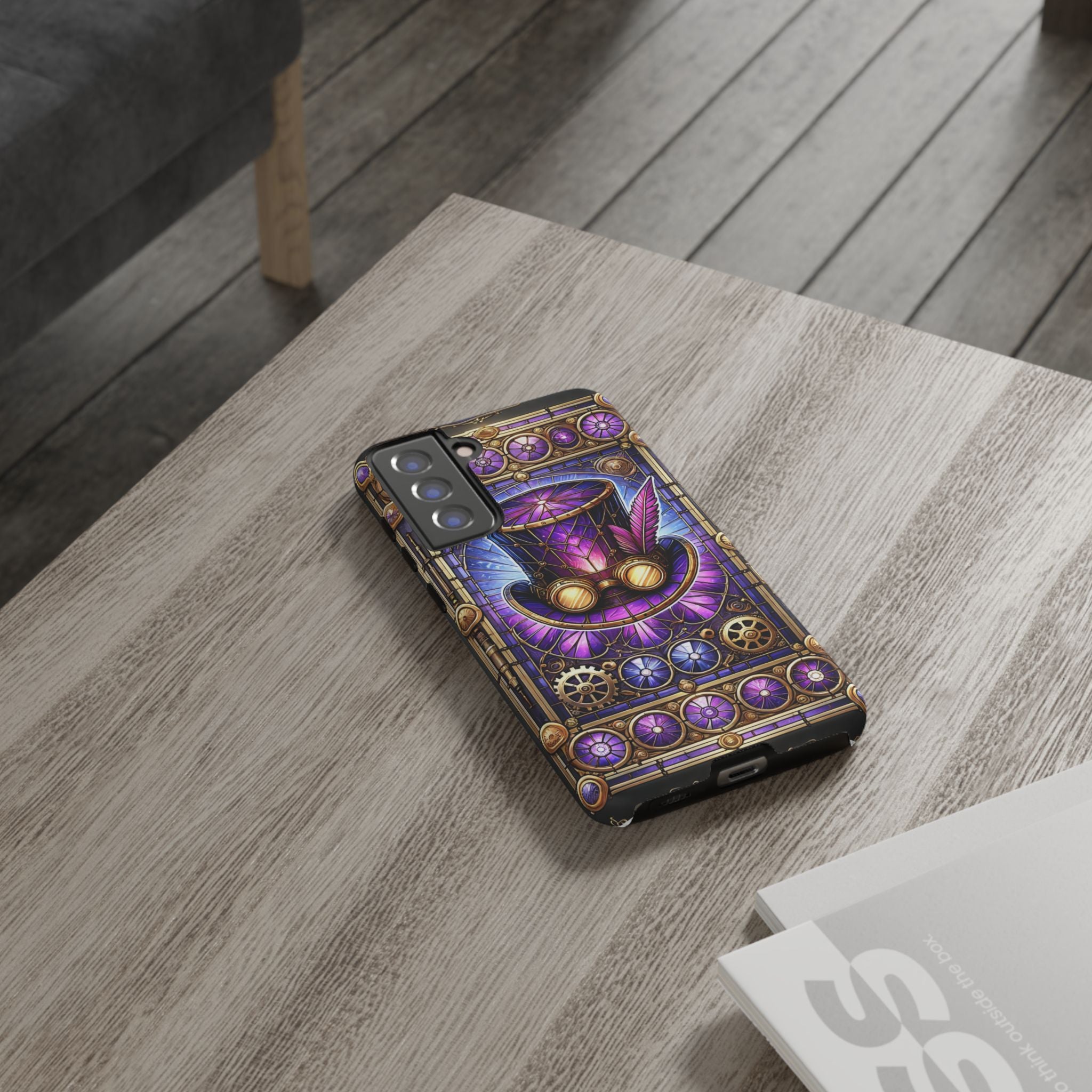 Stained Glass Steampunk Android Phone Case – 3D Full-Wrap Protective Cover with TPU Liner