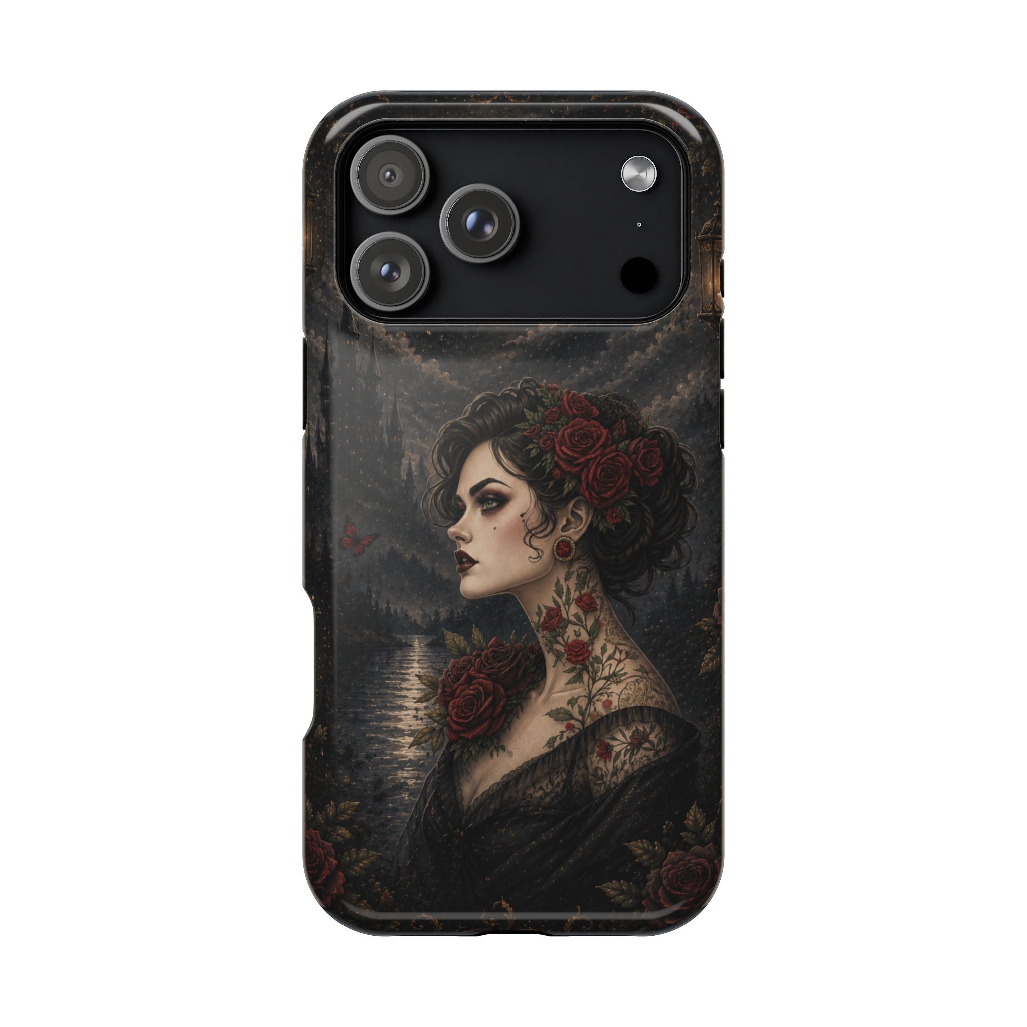 Gothic Rose Portrait Phone Case – Dark Romance MagSafe-Compatible Cover