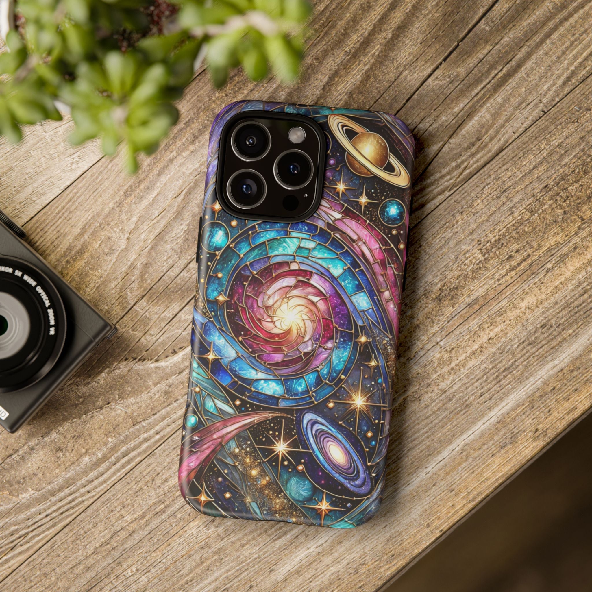 Galaxy Swirl Stained Glass Phone Case – Cosmic Celestial Cover