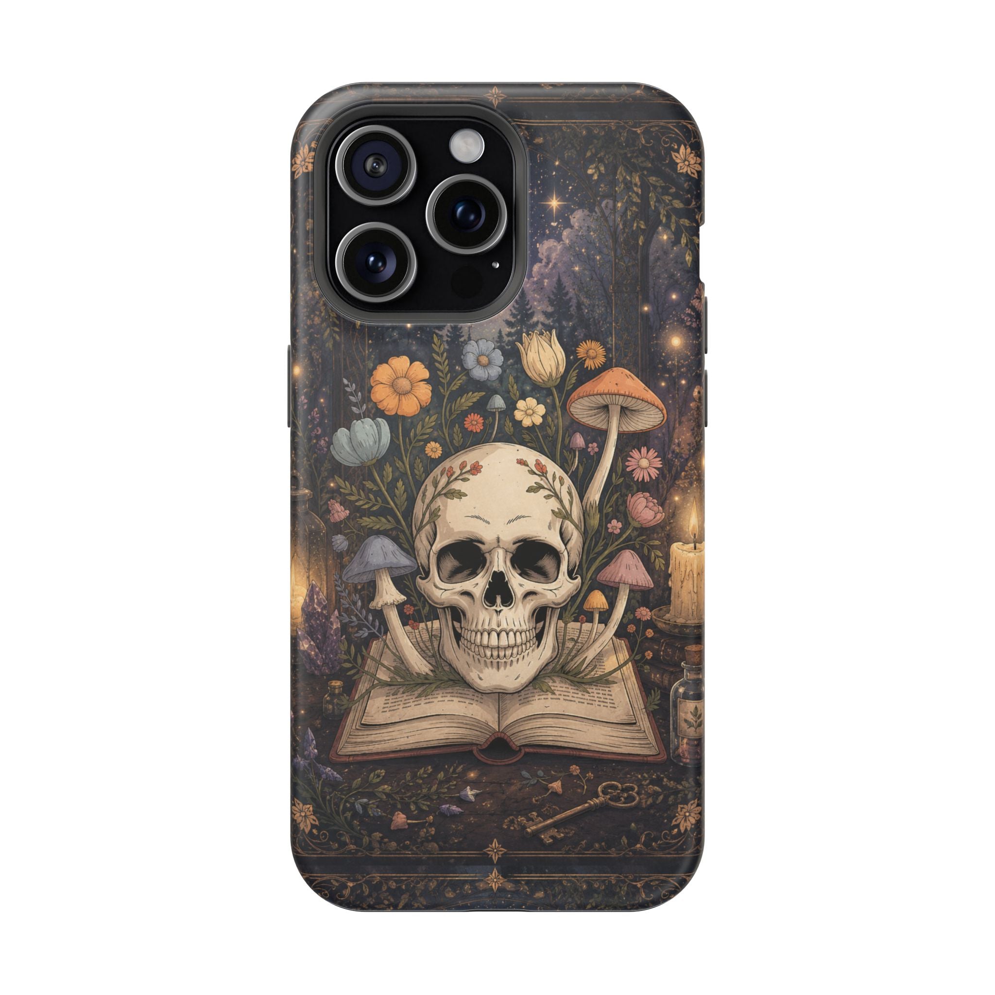 Skull & Mushroom Phone Case – Gothic MagSafe-Compatible Impact-Resistant Case