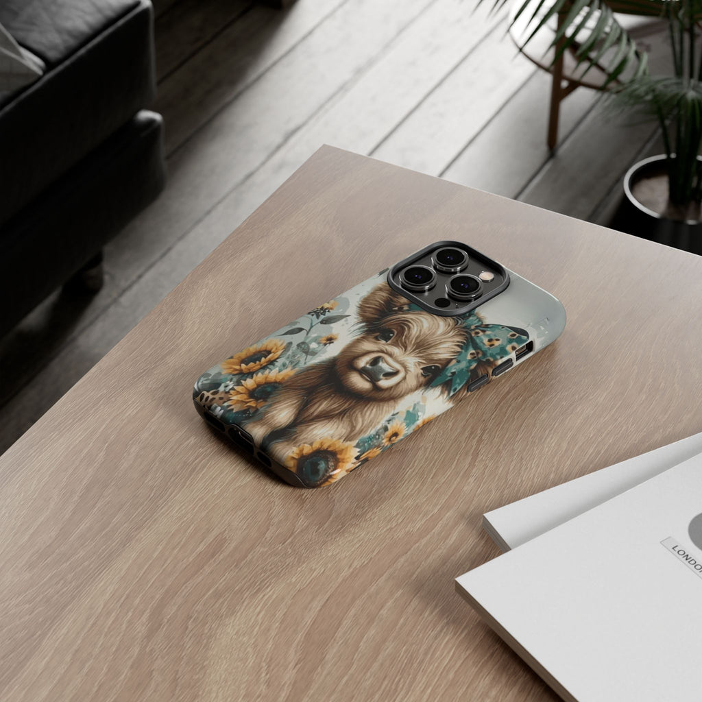 Adorable Cow Phone Case – Floral Farmhouse Design, Cute Animal Lover Gift