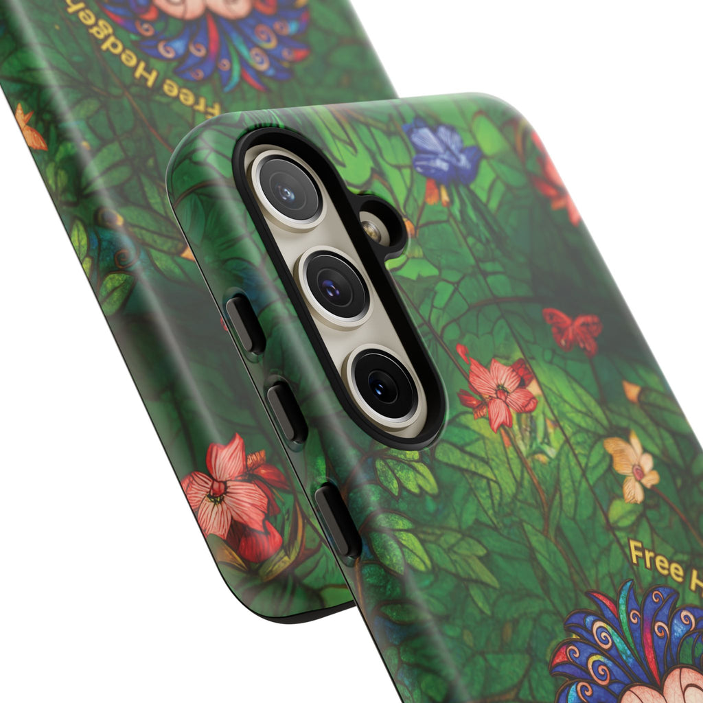 Stained Glass Hedgehog Phone Case – "Free Hedgehugs" Floral Design
