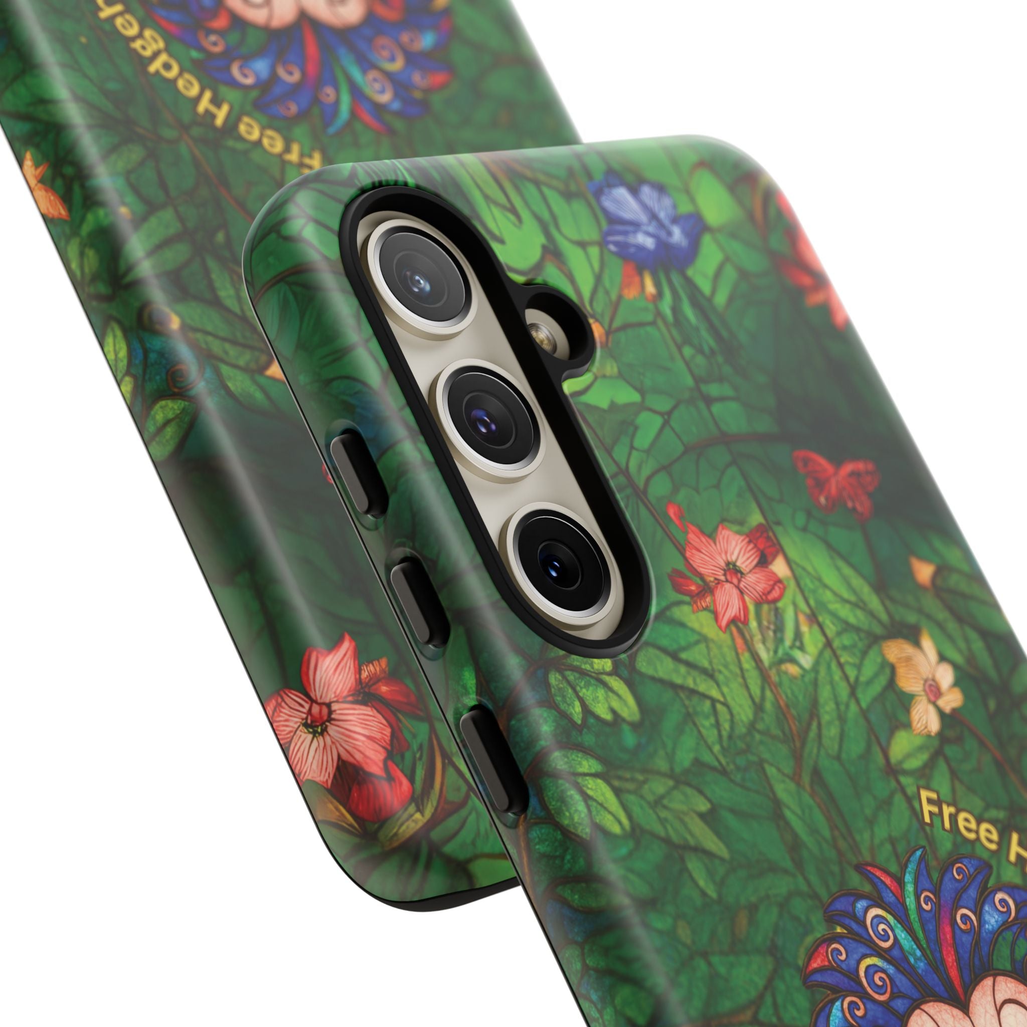 Stained Glass Hedgehog Phone Case – "Free Hedgehugs" Floral Design