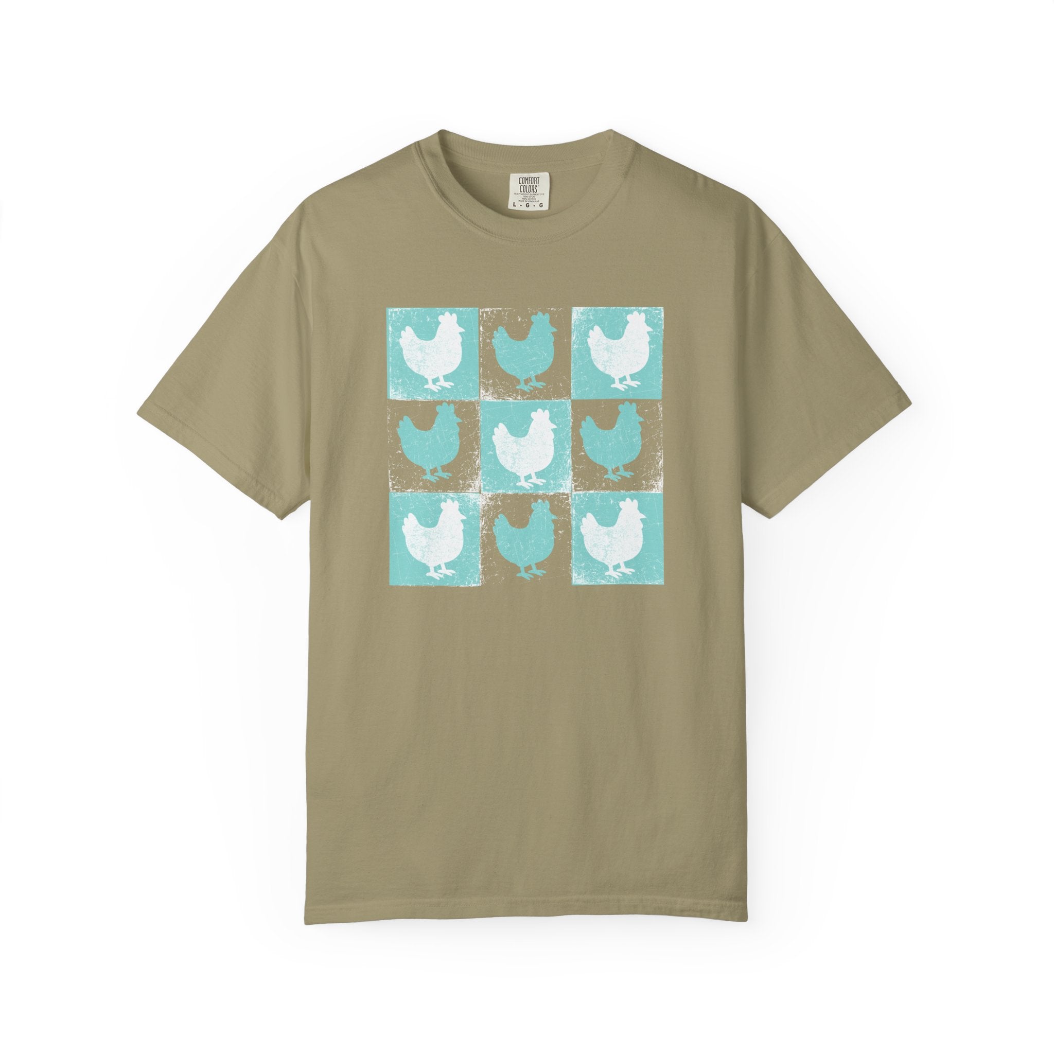 Whimsical Chicken Art T-Shirt, Checkerboard Rooster Shirt , Chicken Lover Tee