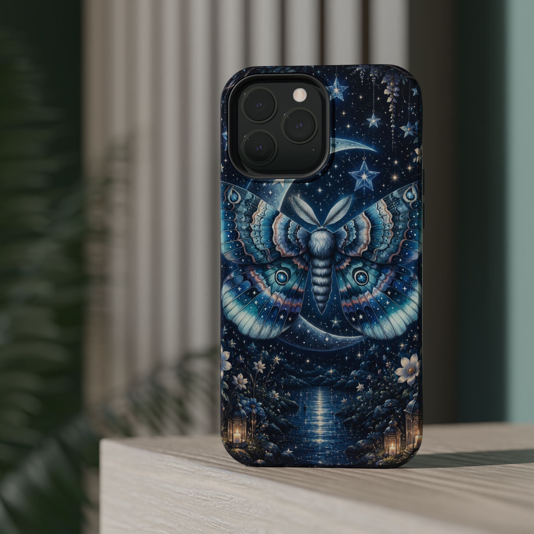 Mystic Moth Moon Phone Case – Night Sky MagSafe-Compatible Cover