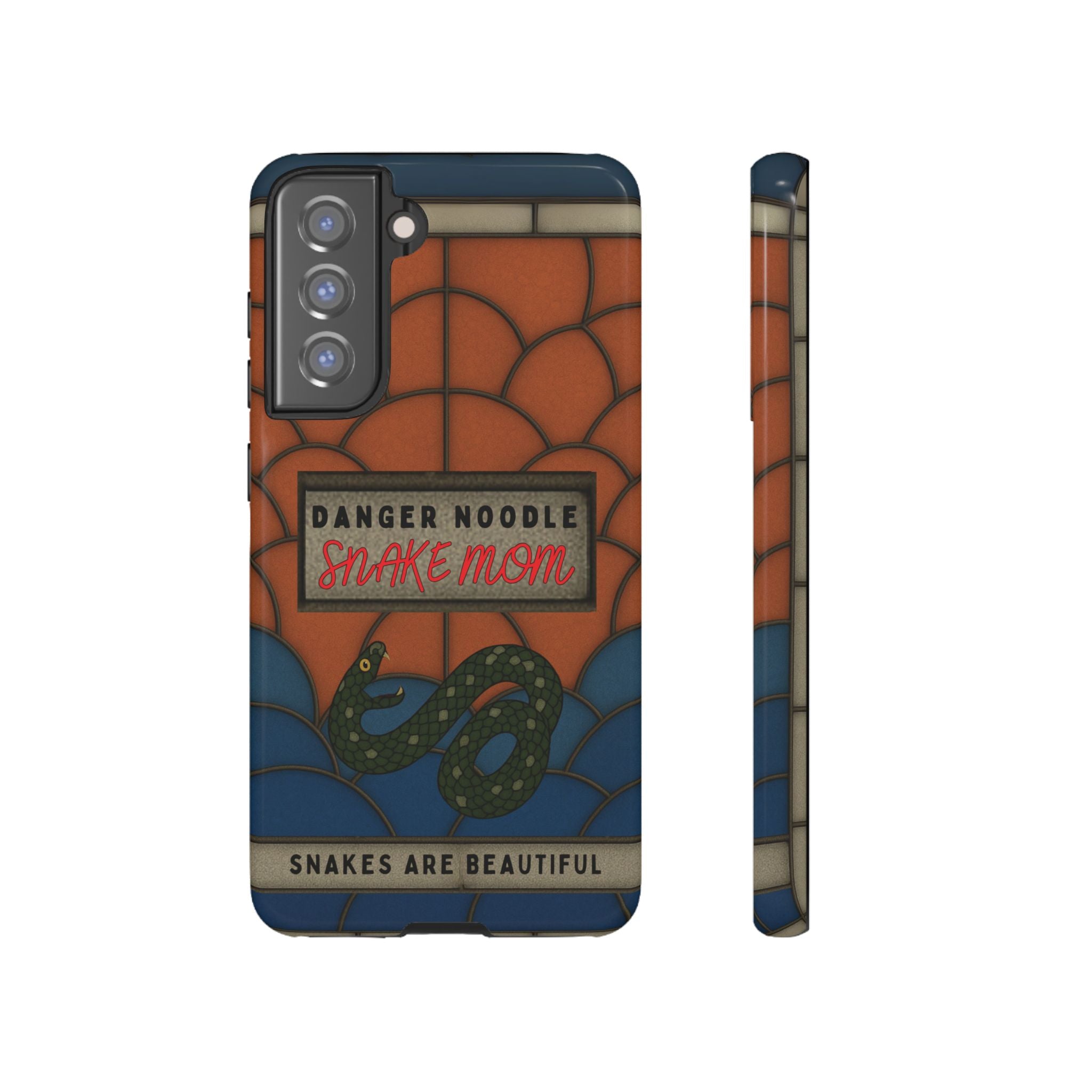 Danger Noodle Snake Mom Phone Case | Snakes Are Beautiful |Stained Glass Snake Art | Funny Snake Lover Gift |  Reptile Mom Phone Cover