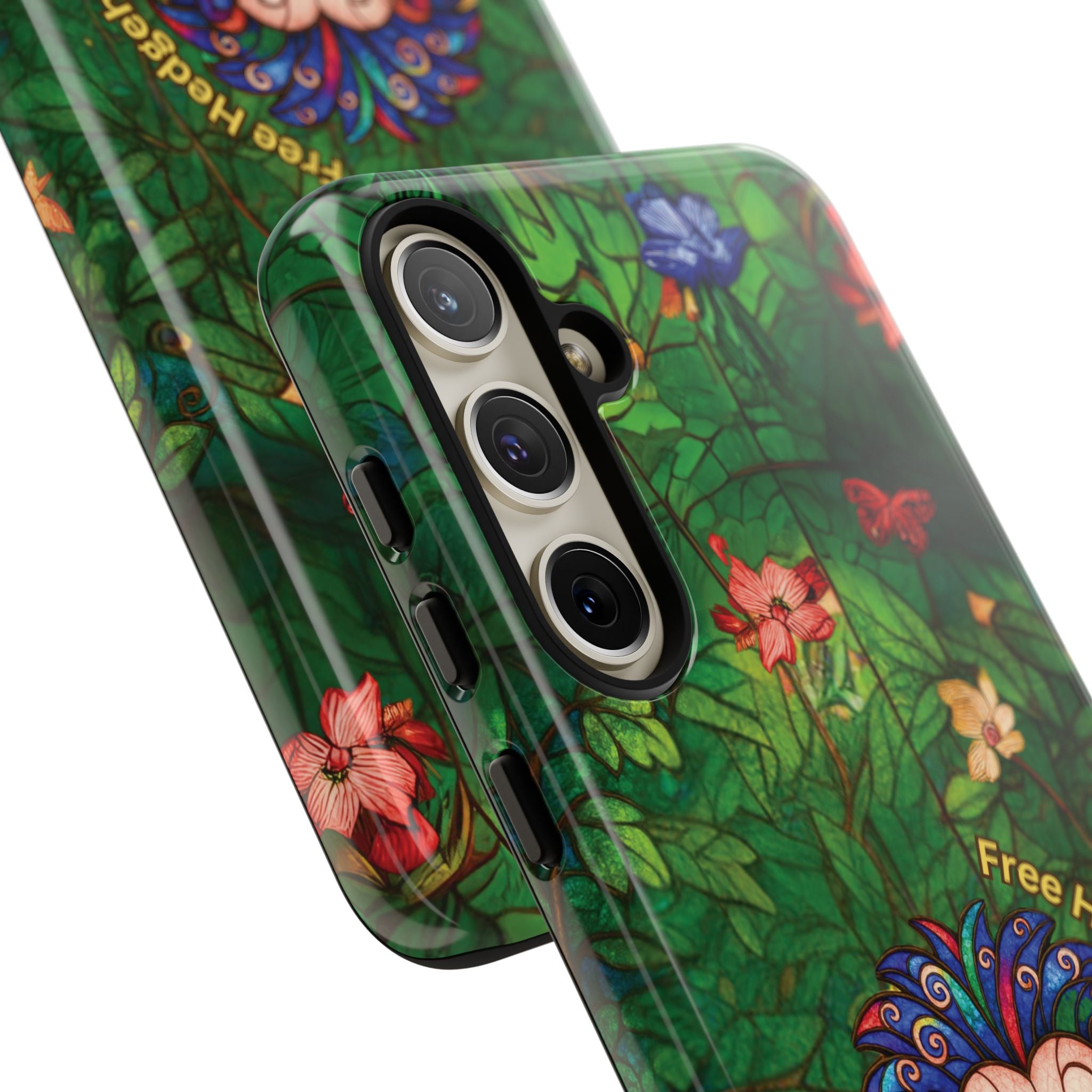 Stained Glass Hedgehog Phone Case – "Free Hedgehugs" Floral Design