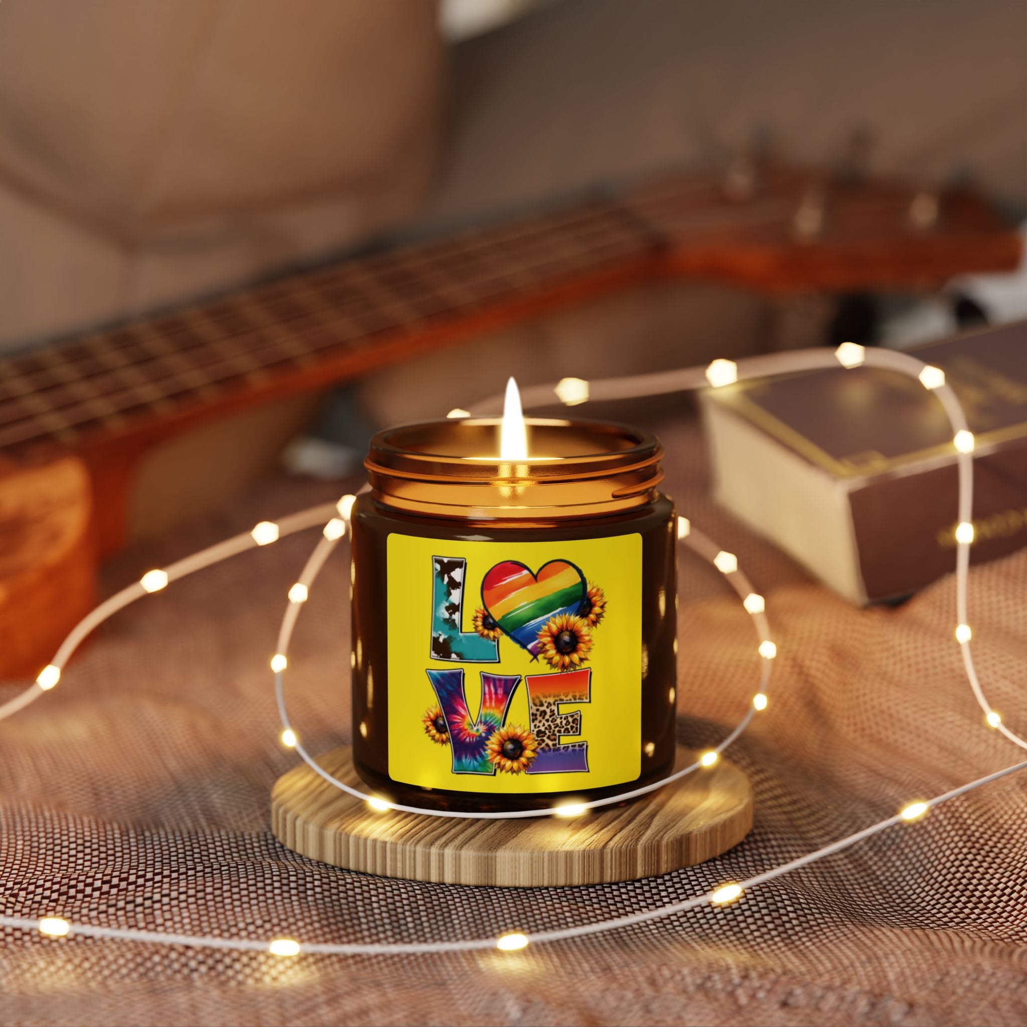 Colorful LGBTQ+ Rainbow Heart Love Scented Soy Candle, Wedding Anniversary Gift From Family, Inclusive Pride Statement Candle, Gay Grad Gift