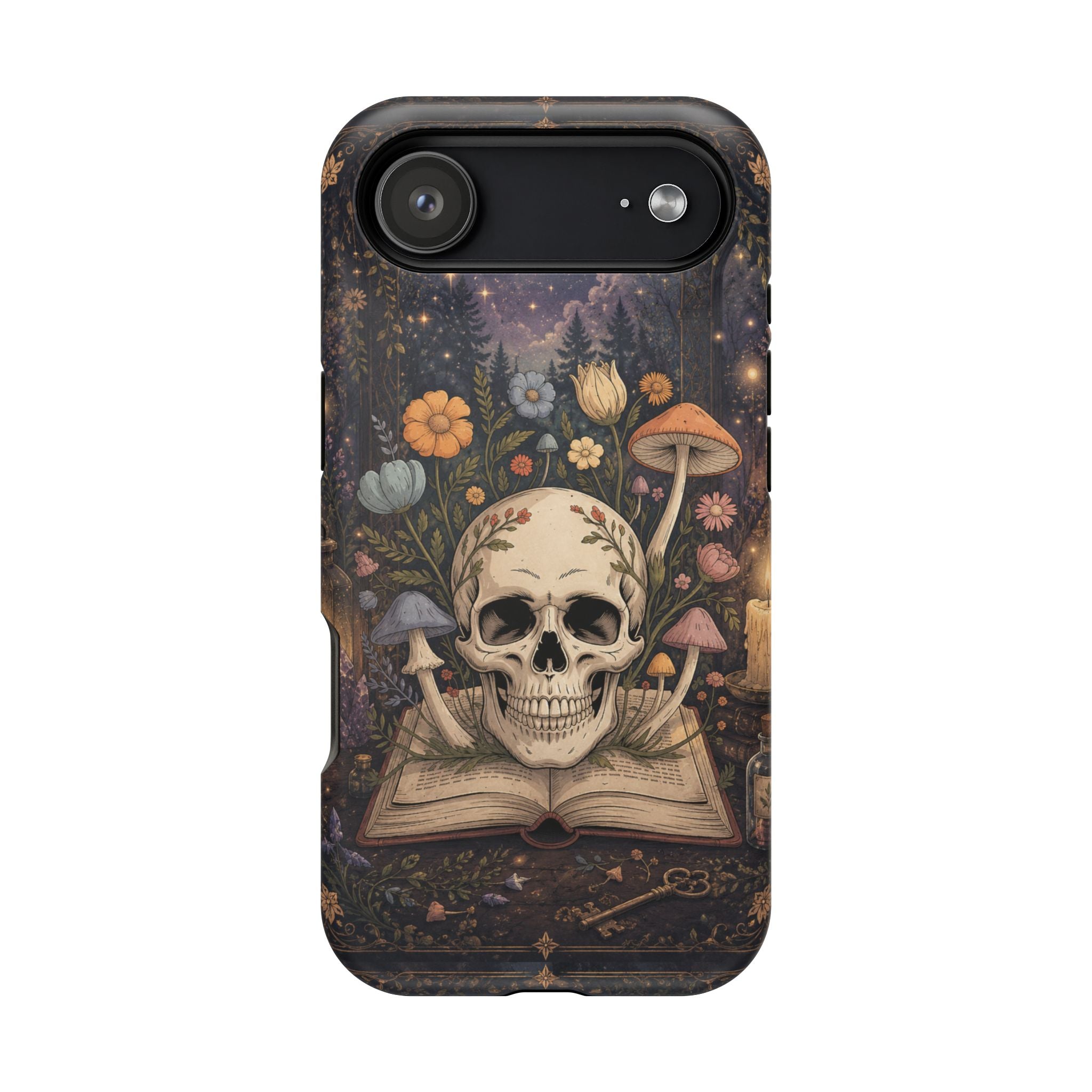 Skull & Mushroom Phone Case – Gothic MagSafe-Compatible Impact-Resistant Case