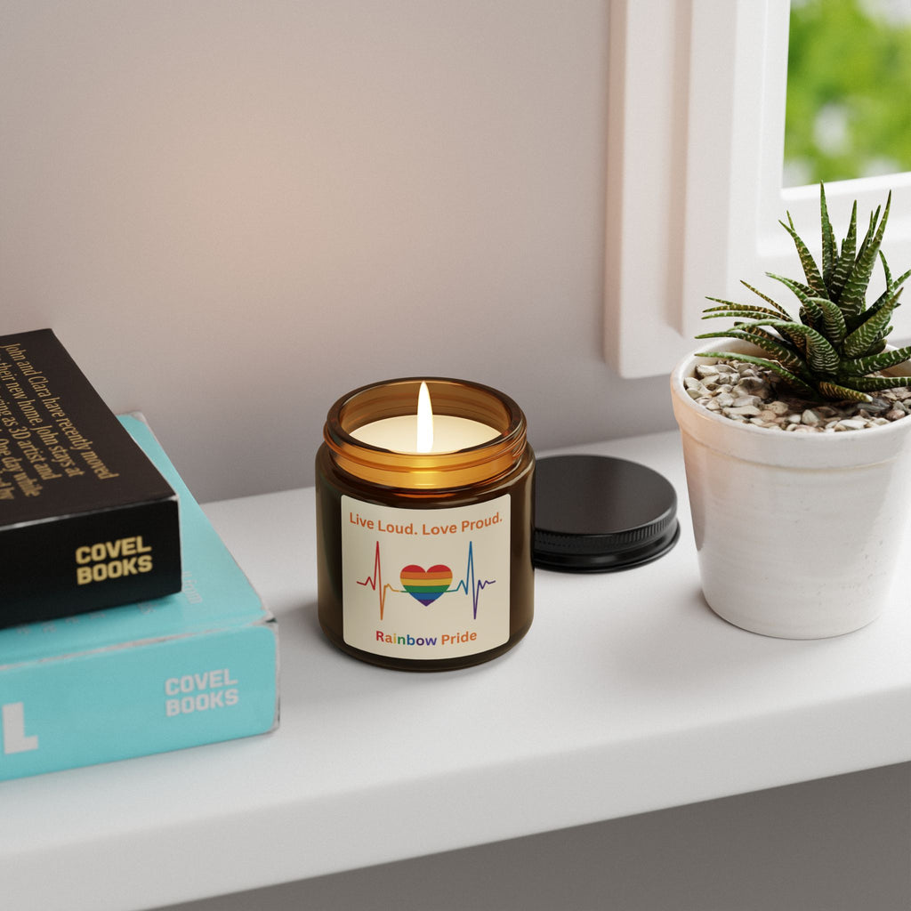 Pride Rainbow Heartbeat Scented Soy Candle, Pride Celebrations Gift for LGBTQ+ Friends, Inclusive Statement Candle Grad Gift from Mom Dad