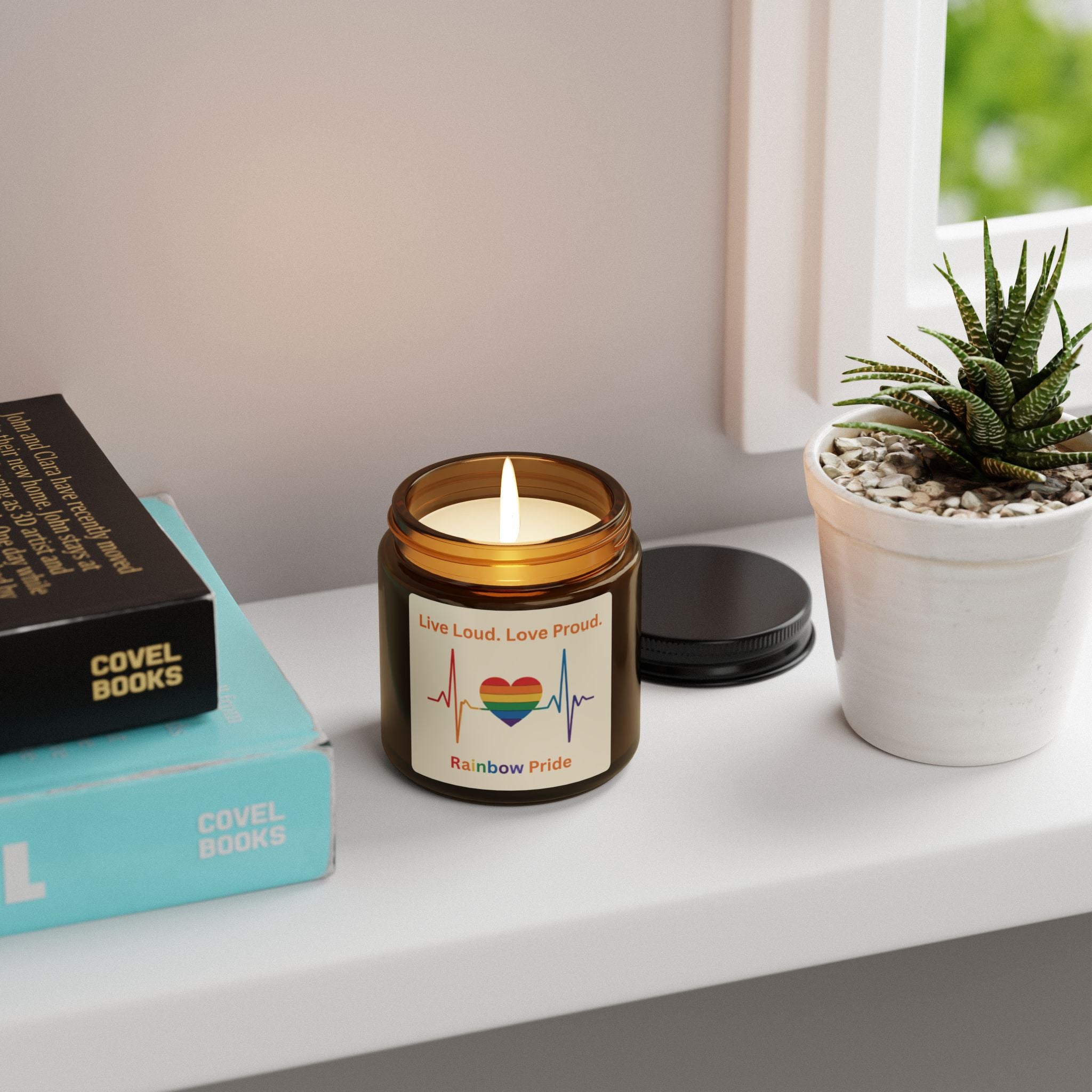 Pride Rainbow Heartbeat Scented Soy Candle, Pride Celebrations Gift for LGBTQ+ Friends, Inclusive Statement Candle Grad Gift from Mom Dad