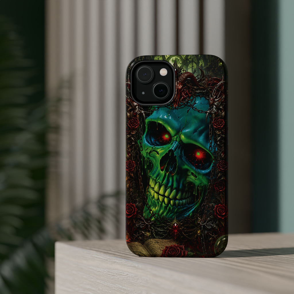 Skull Rose Phone Case – Gothic Impact-Resistant MagSafe-Compatible Cover