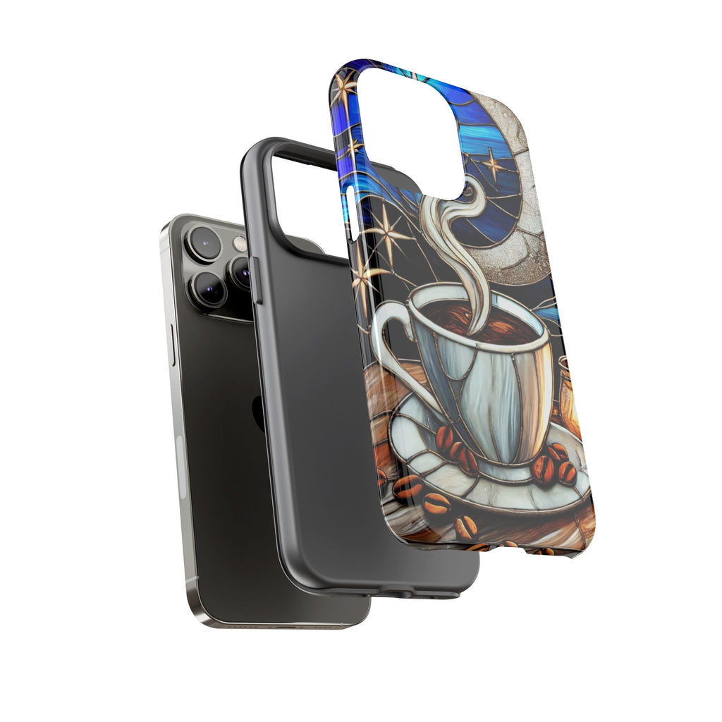 Stained Glass Coffee Phone Case – Cozy Artistic Design for Coffee Lovers