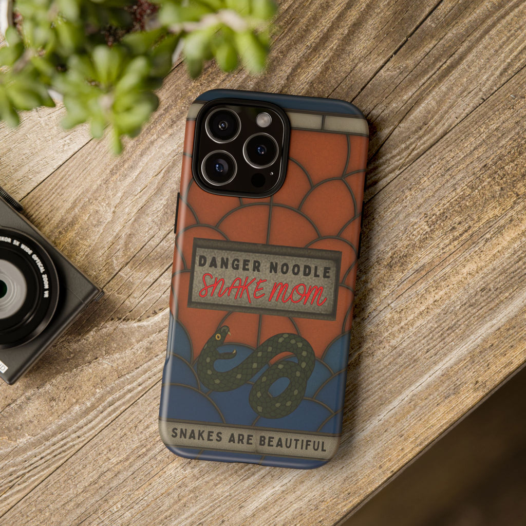 Danger Noodle Snake Mom Phone Case | Snakes Are Beautiful |Stained Glass Snake Art | Funny Snake Lover Gift |  Reptile Mom Phone Cover