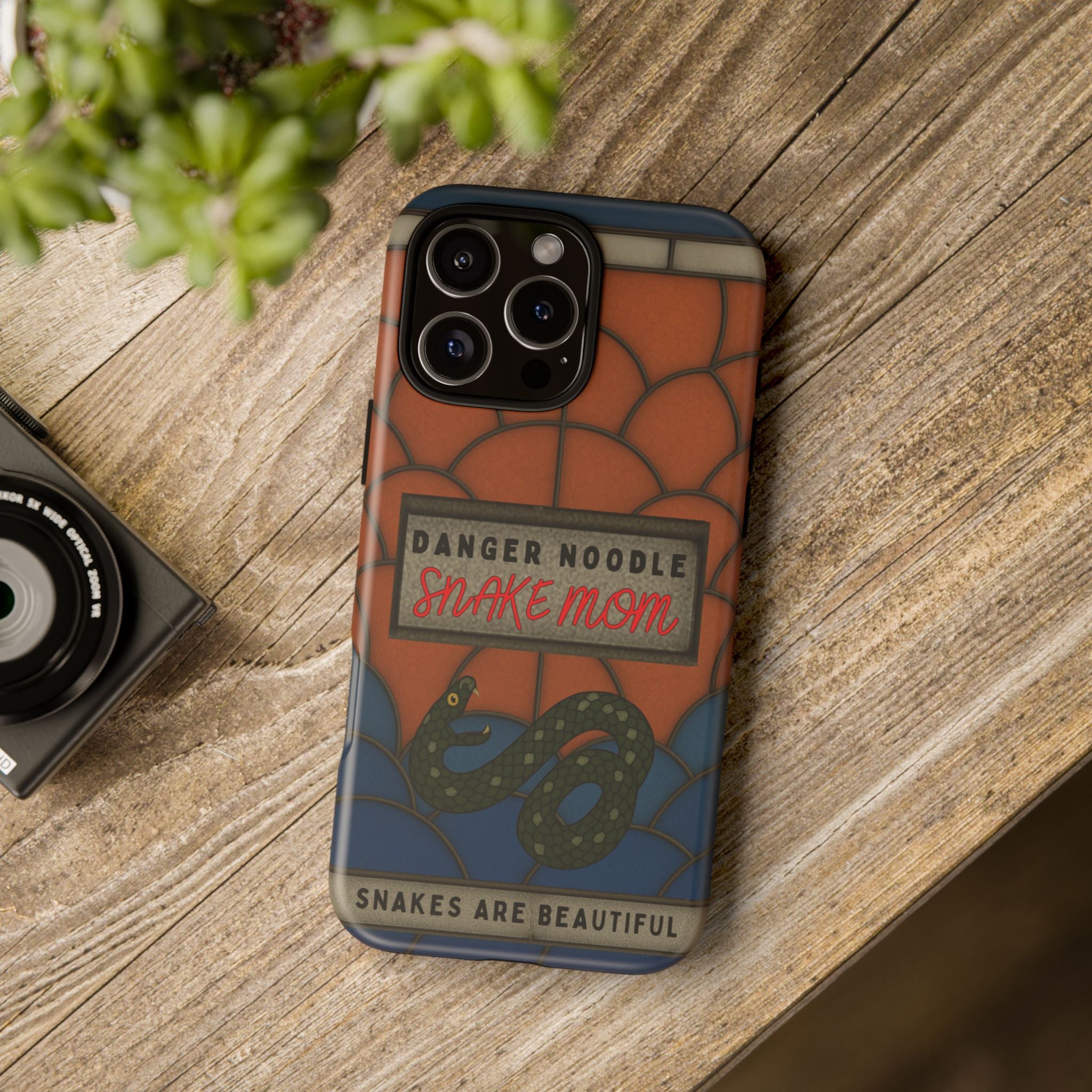 Danger Noodle Snake Mom Phone Case | Snakes Are Beautiful |Stained Glass Snake Art | Funny Snake Lover Gift |  Reptile Mom Phone Cover