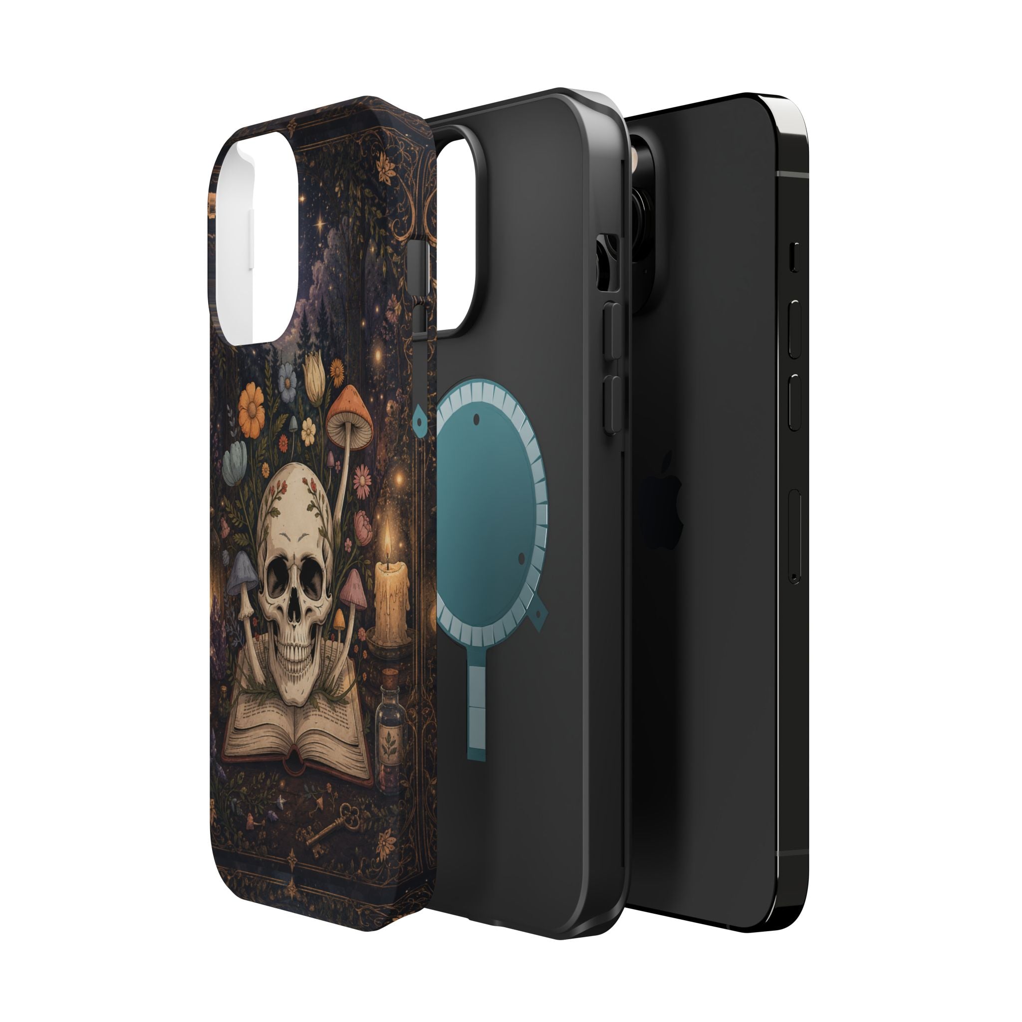 Skull & Mushroom Phone Case – Gothic MagSafe-Compatible Impact-Resistant Case