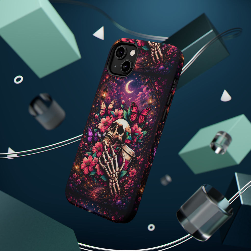 Skull & Butterflies Phone Case – Gothic Floral MagSafe-Compatible Case