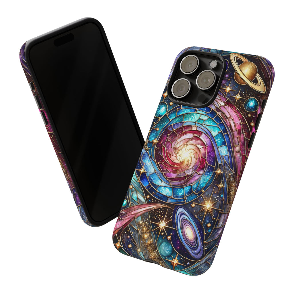 Galaxy Swirl Stained Glass Phone Case – Cosmic Celestial Cover