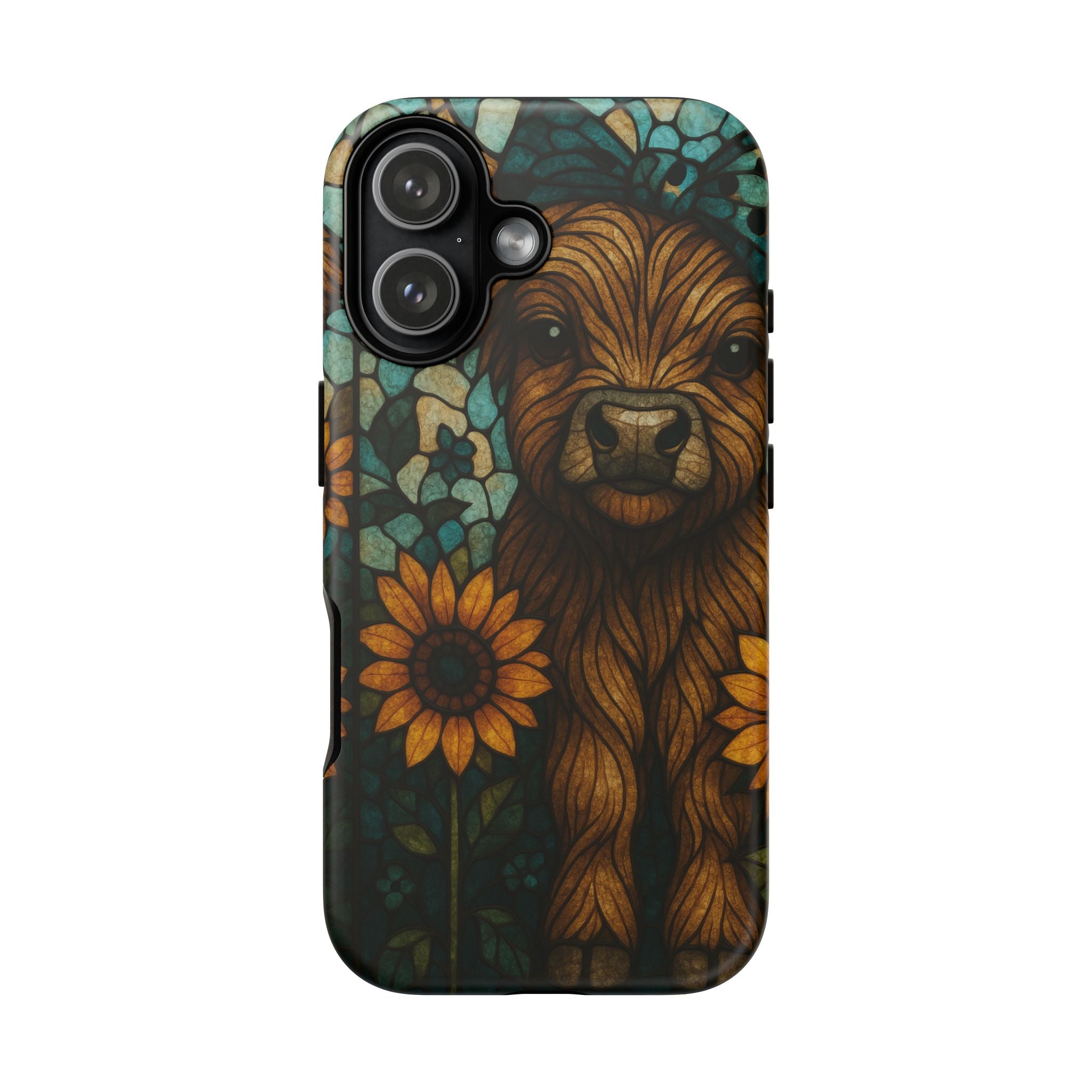 Stained Glass Baby Cow Phone Case – Sunflower Farmhouse Animal Design