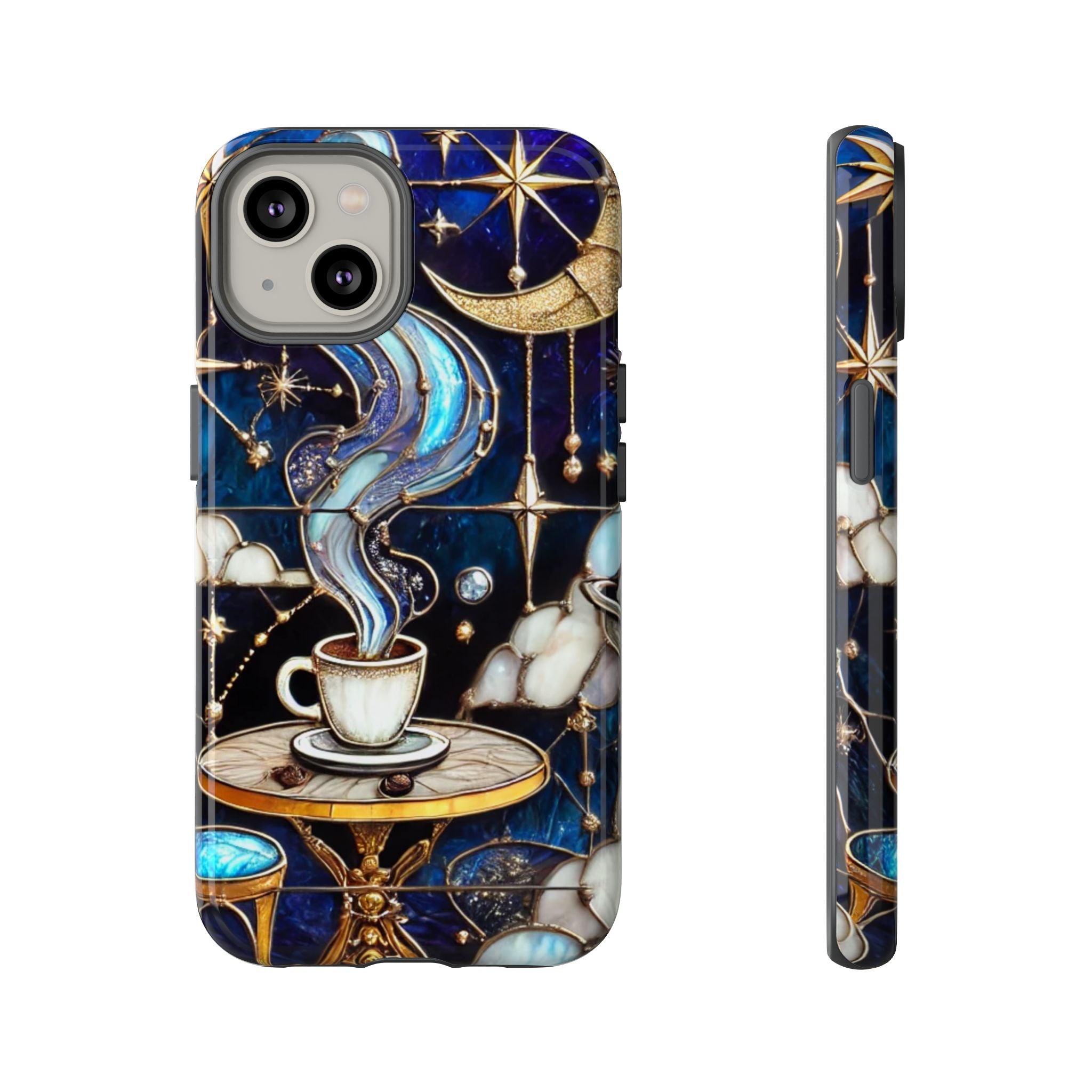 Celestial Stained Glass Coffee iPhone Case – Shockproof 3D Wrap