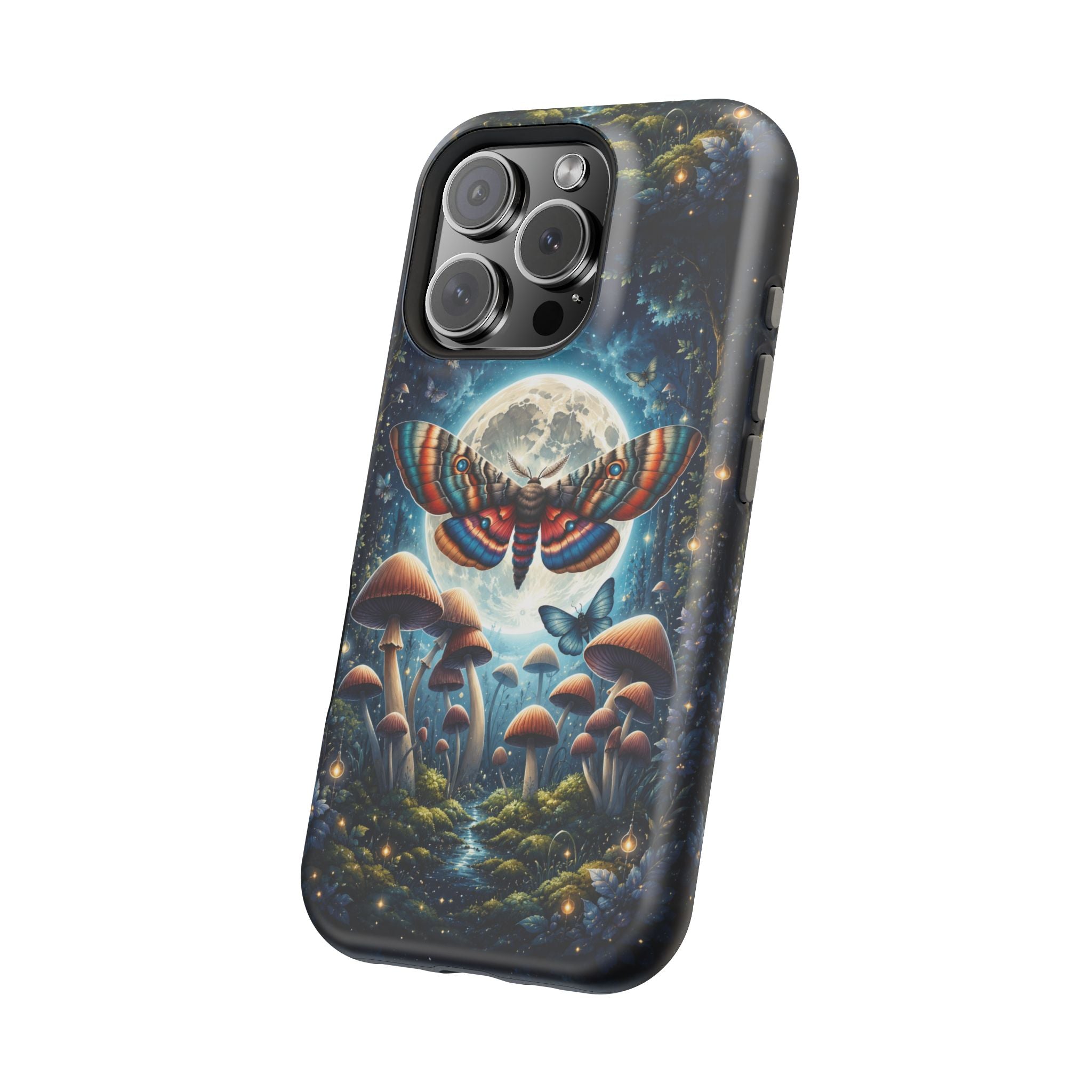 Mystic Moth Moon Phone Case – Whimsical MagSafe-Compatible Cover