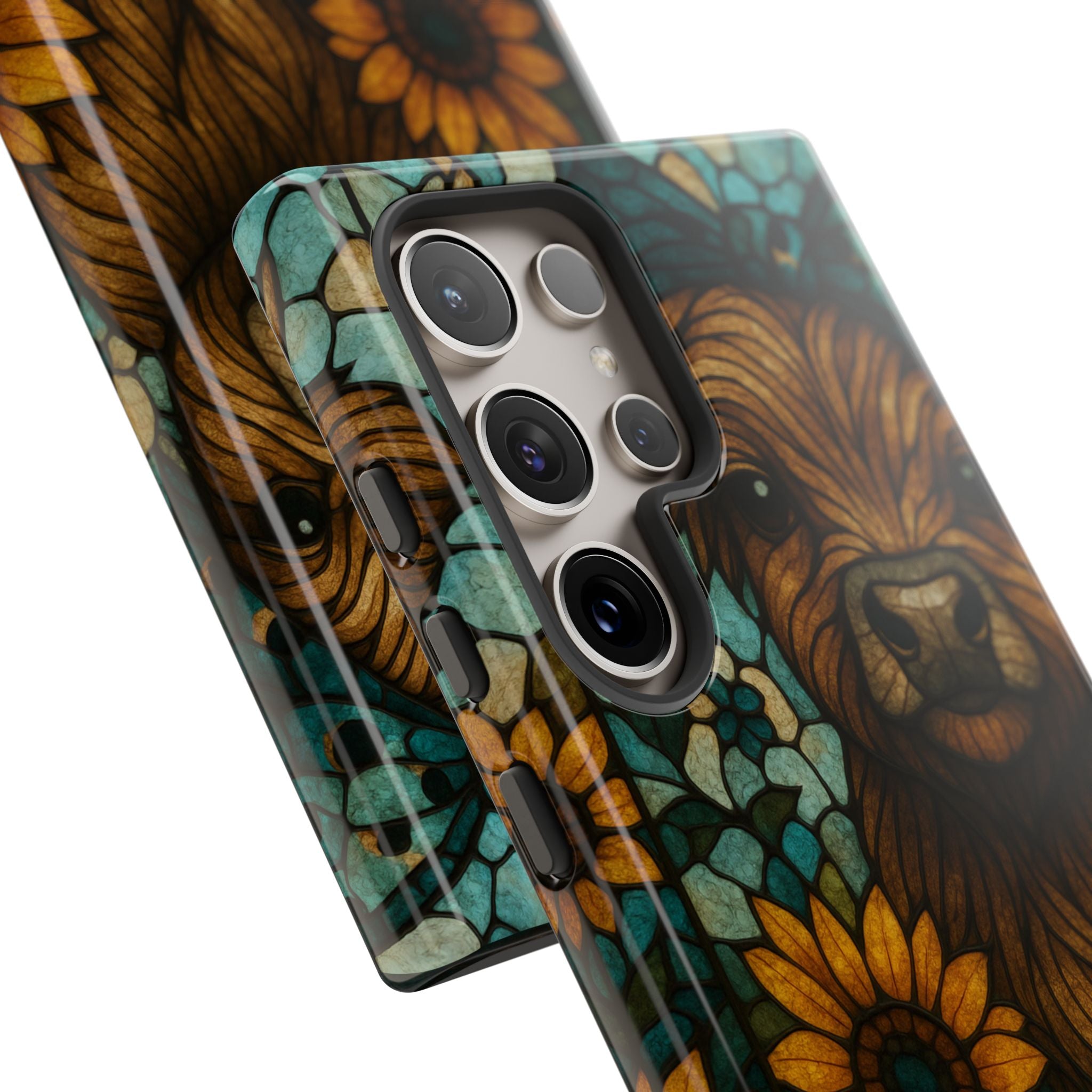 Stained Glass Baby Cow Phone Case – Sunflower Farmhouse Animal Design