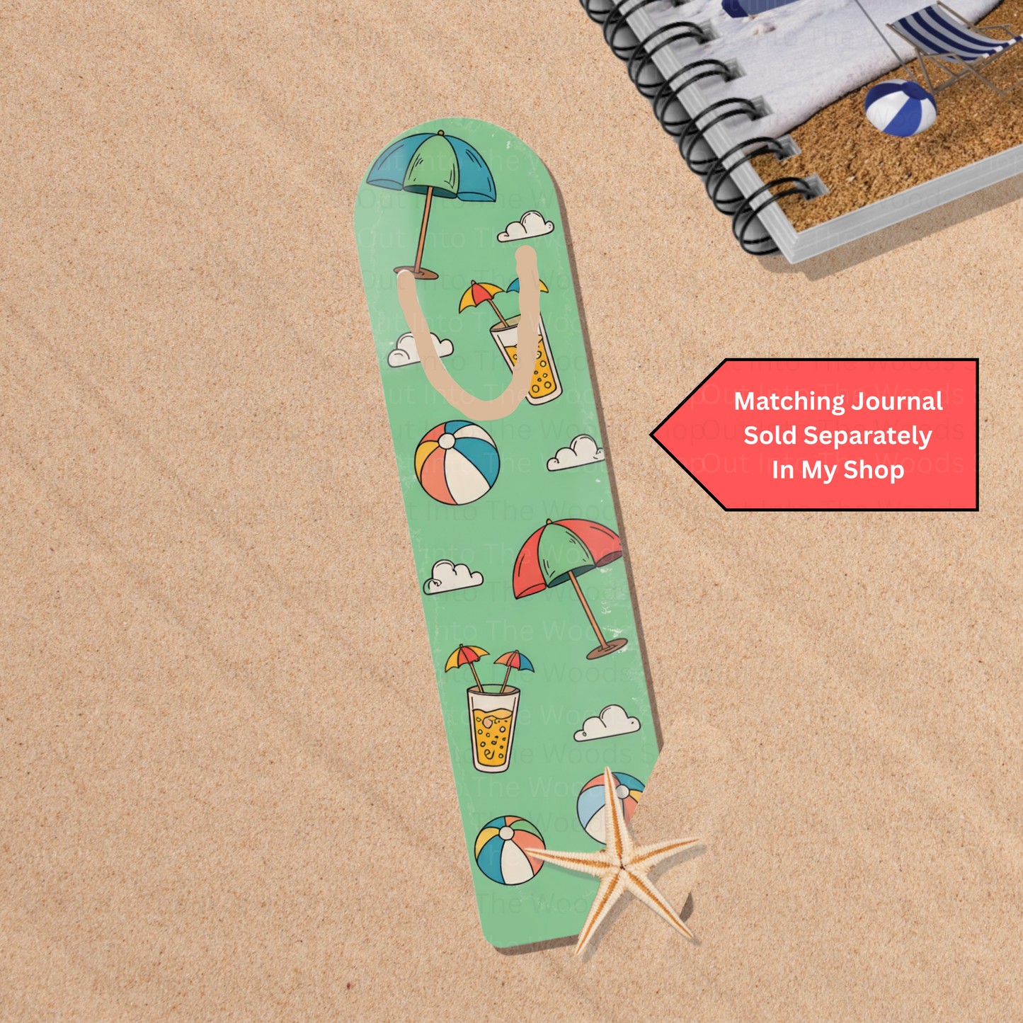 Beach-themed Aluminum Bookmarks with Matching Journals, Summer Sea Coastal Reading Gift for Son Daughter, Ocean Lovers Vacation Bookmarks,