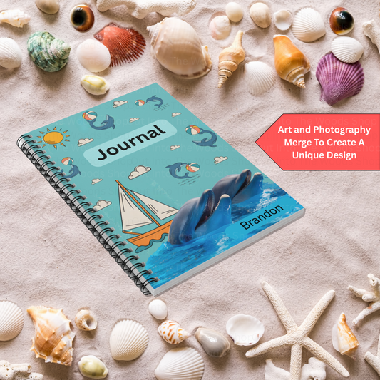 Dolphin-Themed Spiral Notebook - Perfect for Journaling, Marine Life Lover Gift, Beach Vacation Diary, School Supplies, Personalized Journal