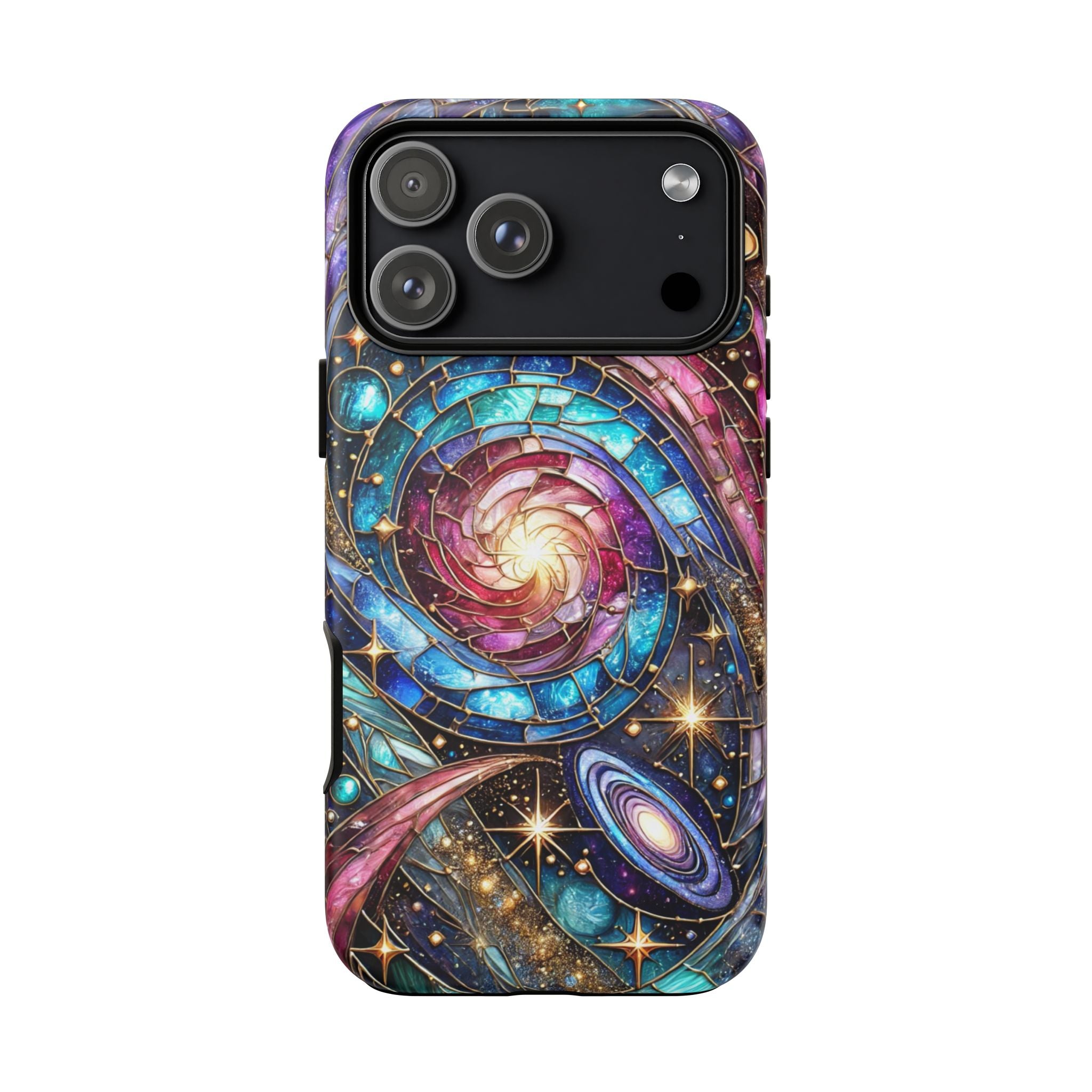 Galaxy Swirl Stained Glass Phone Case – Cosmic Celestial Cover