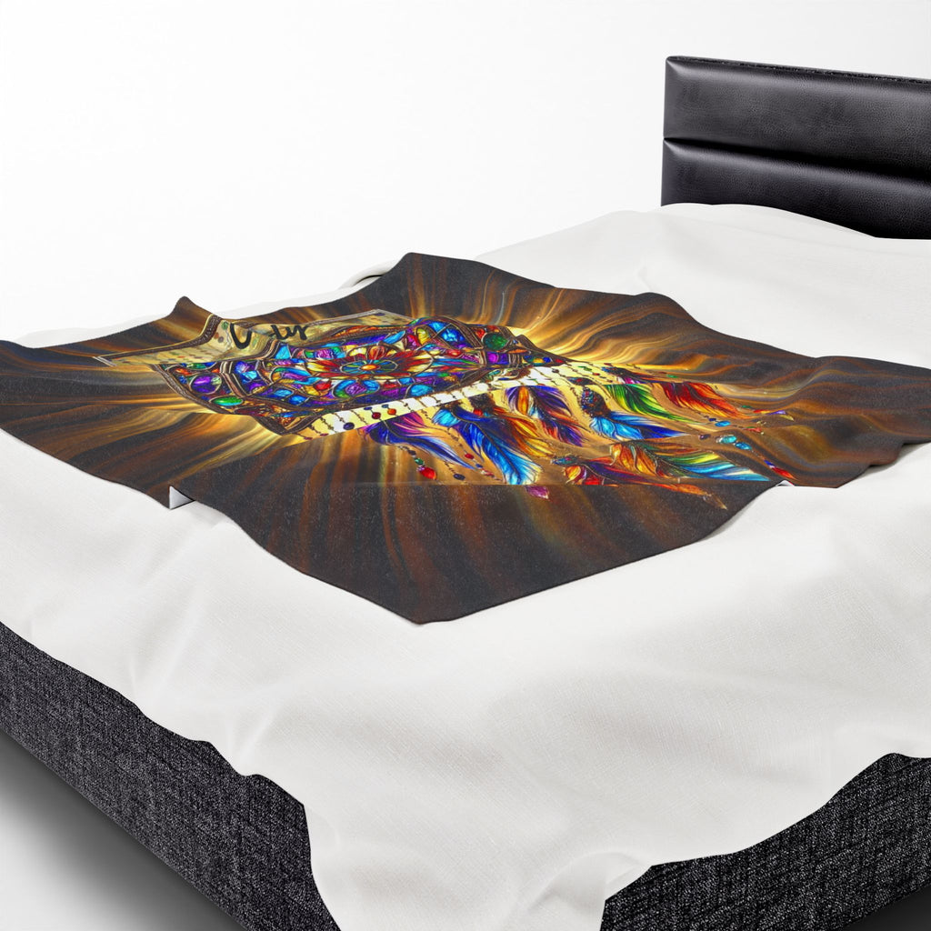 Dreamcatcher Velveteen Plush Blanket, Native American Throw, Meditation and Relaxation 50"x60" Throw Blanket
