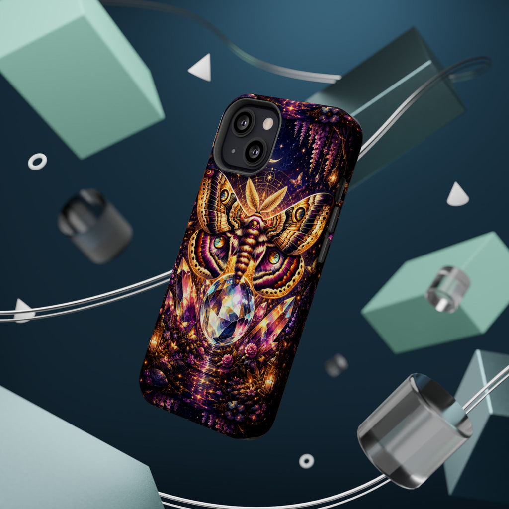 Mystic Moth Crystal Phone Case – Jewel-Toned MagSafe-Compatible Cover