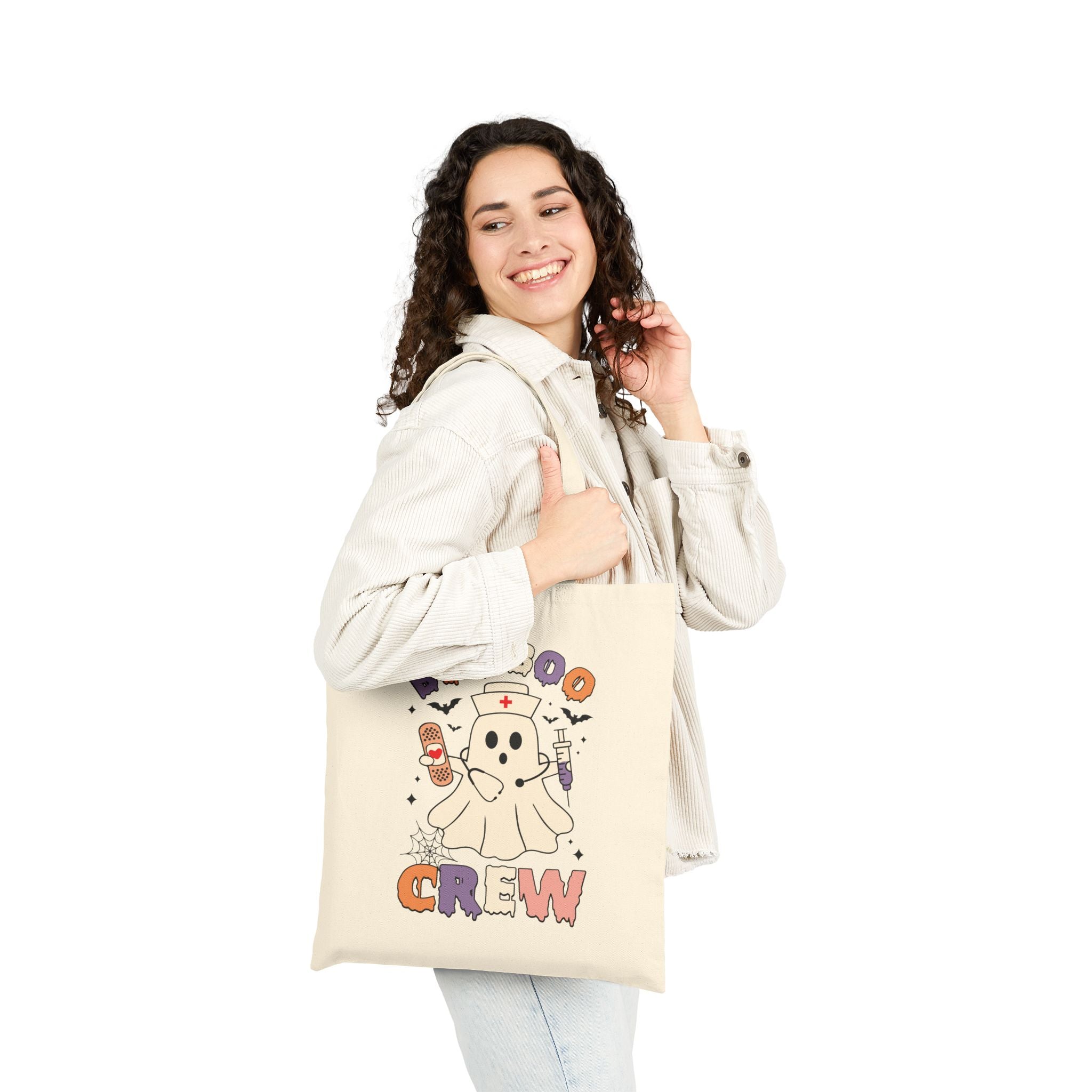 Boo-boo Crew Canvas Nurse Tote Bag - Spooky Season Medical Student Gift, Halloween Trick or Treat Bag, Healthcare Worker Reusable Laptop Bag