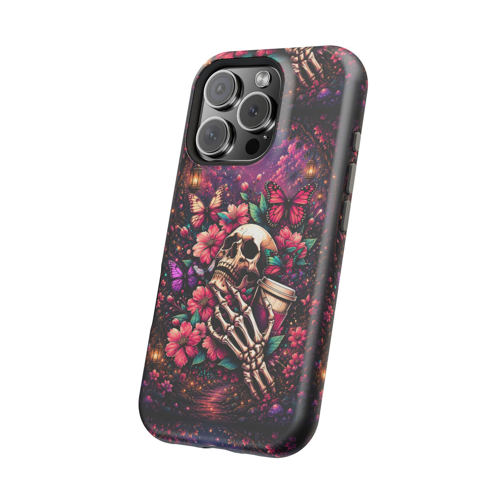 Skull & Butterflies Phone Case – Gothic Floral MagSafe-Compatible Case