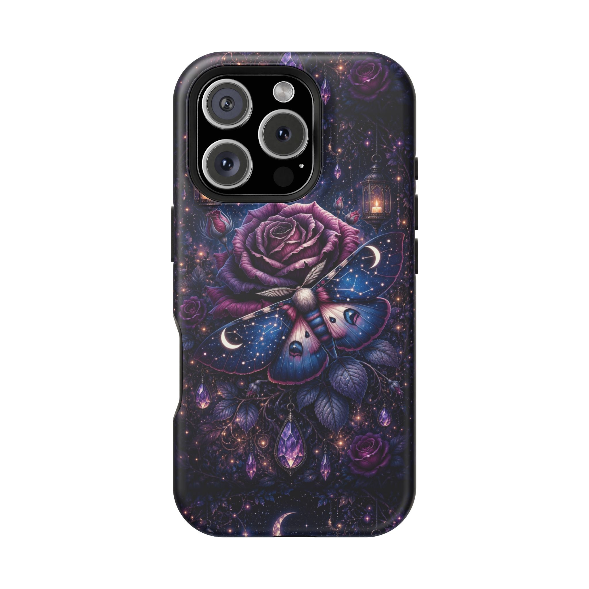 Mystical Rose & Moth Phone Case – Floral MagSafe-Compatible Cover