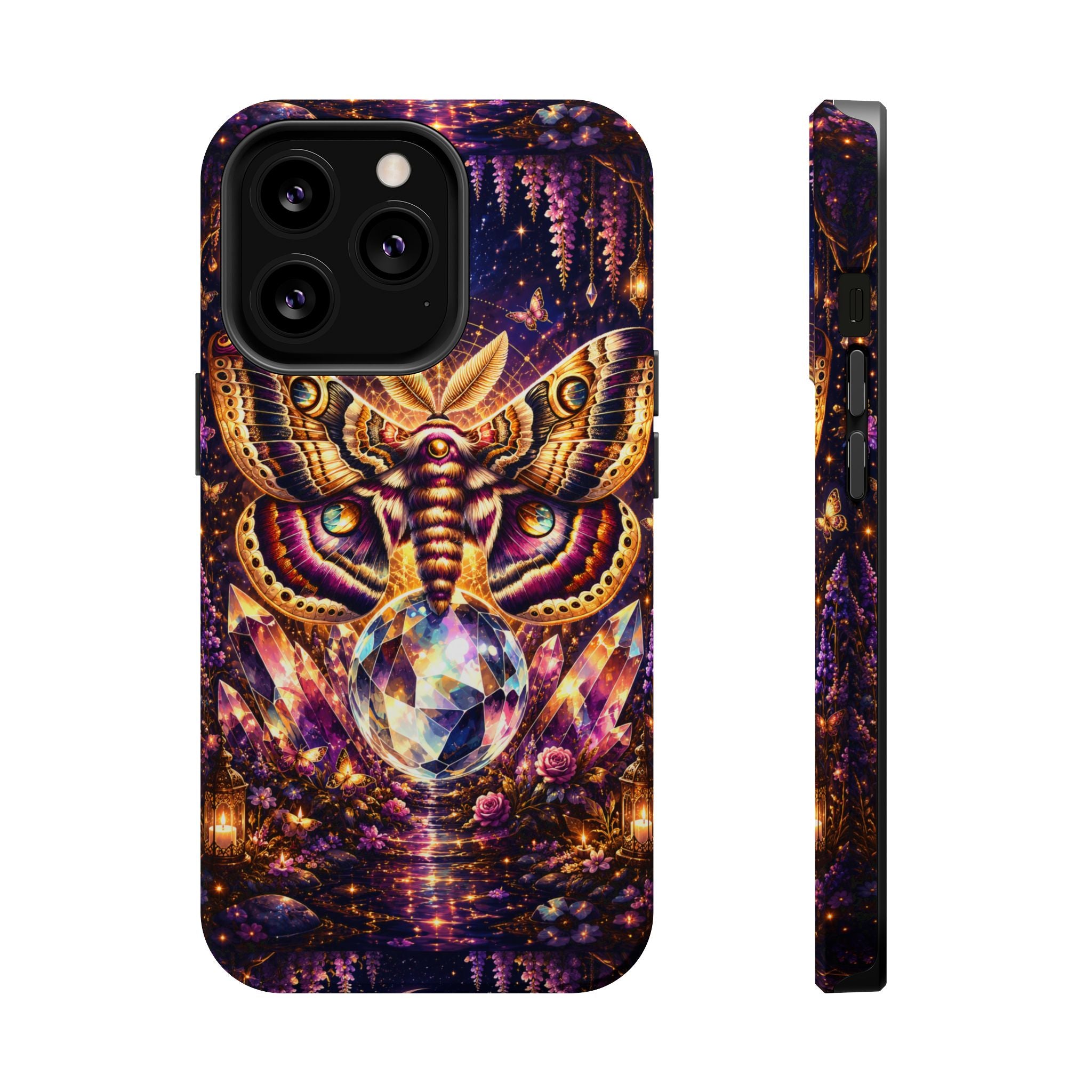 Mystic Moth Crystal Phone Case – Jewel-Toned MagSafe-Compatible Cover