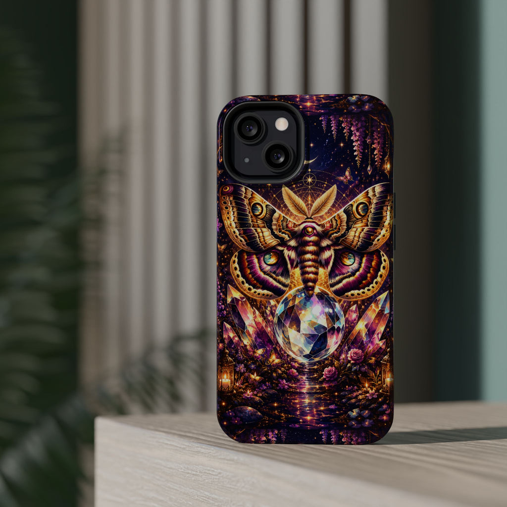 Mystic Moth Crystal Phone Case – Jewel-Toned MagSafe-Compatible Cover