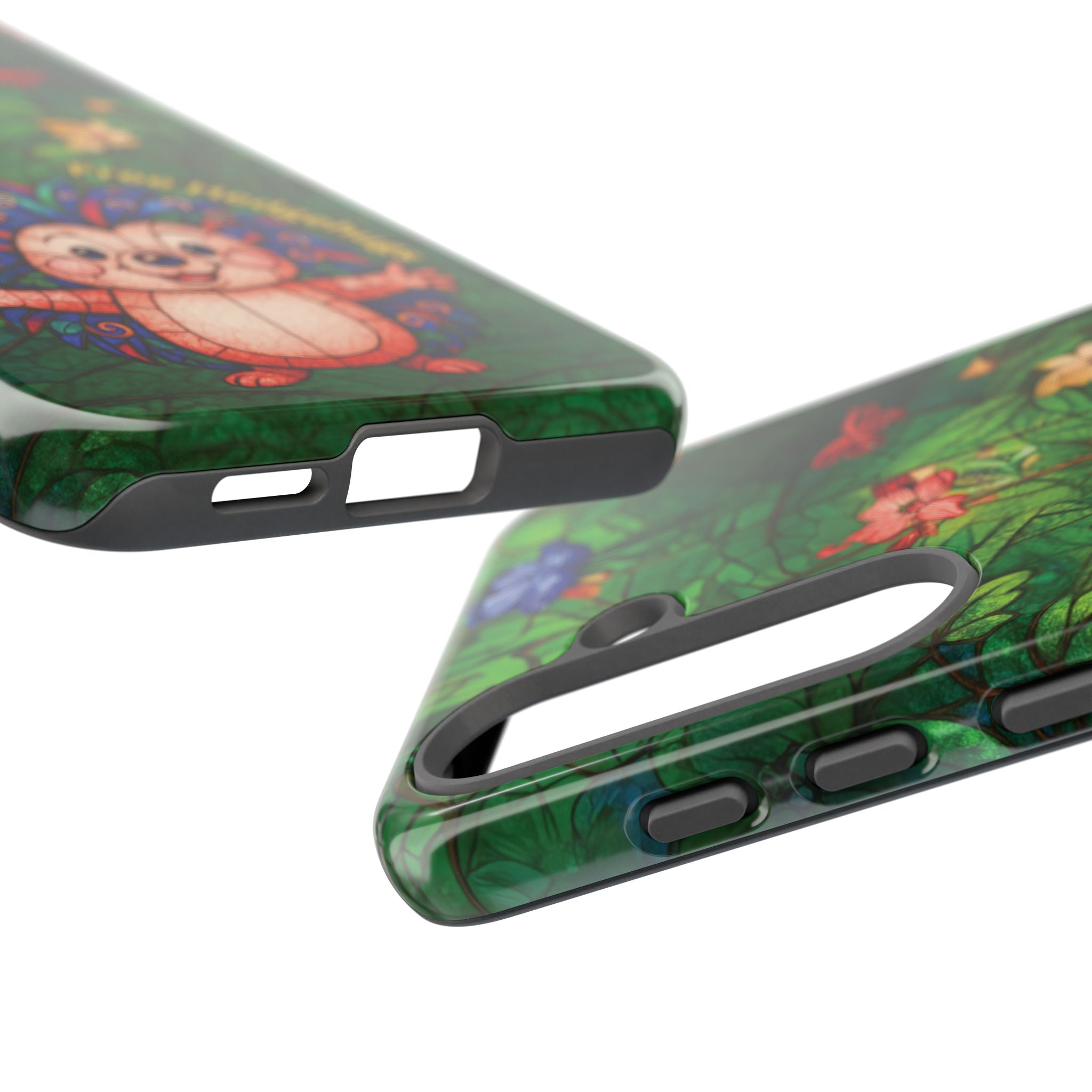 Stained Glass Hedgehog Phone Case – "Free Hedgehugs" Floral Design