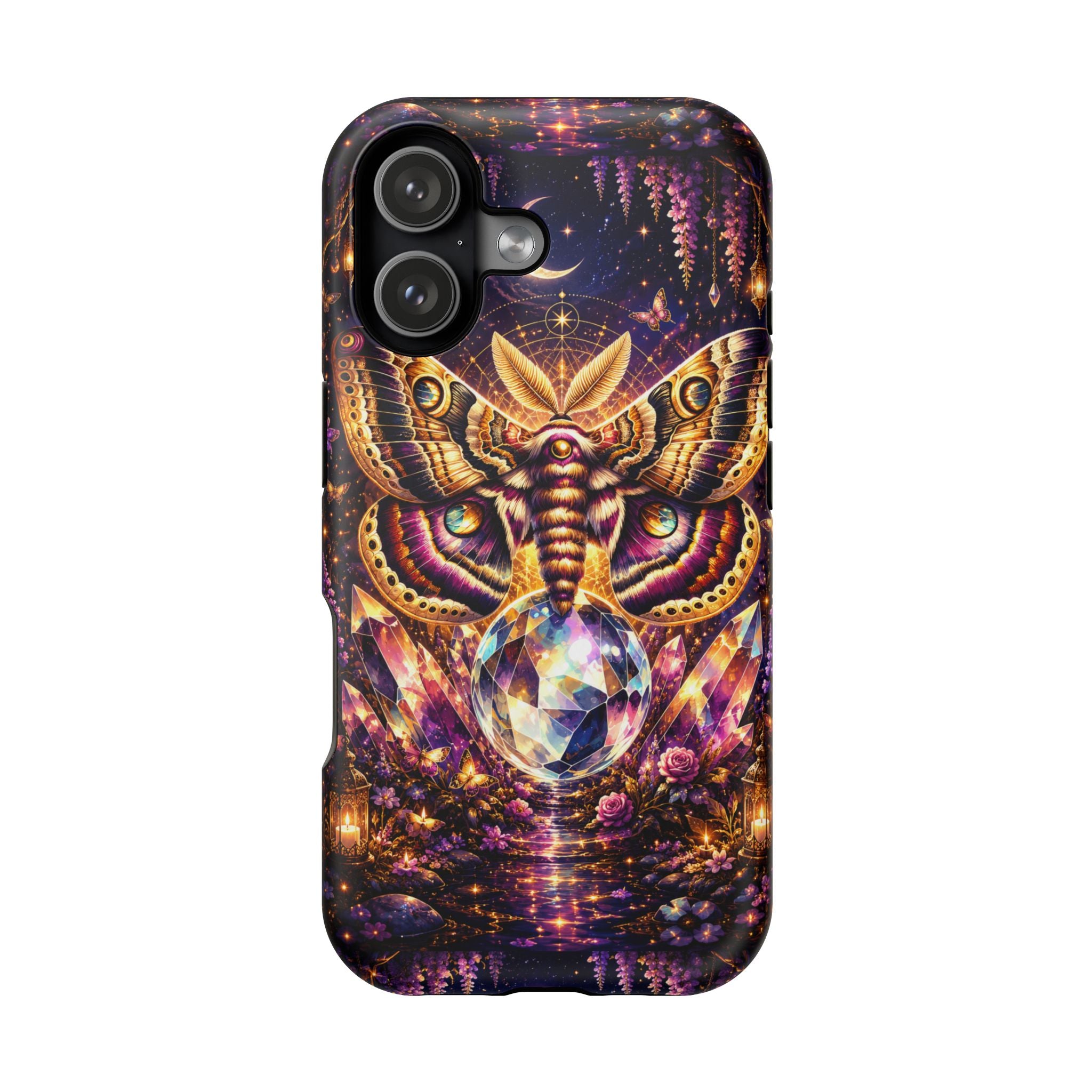 Mystic Moth Crystal Phone Case – Jewel-Toned MagSafe-Compatible Cover