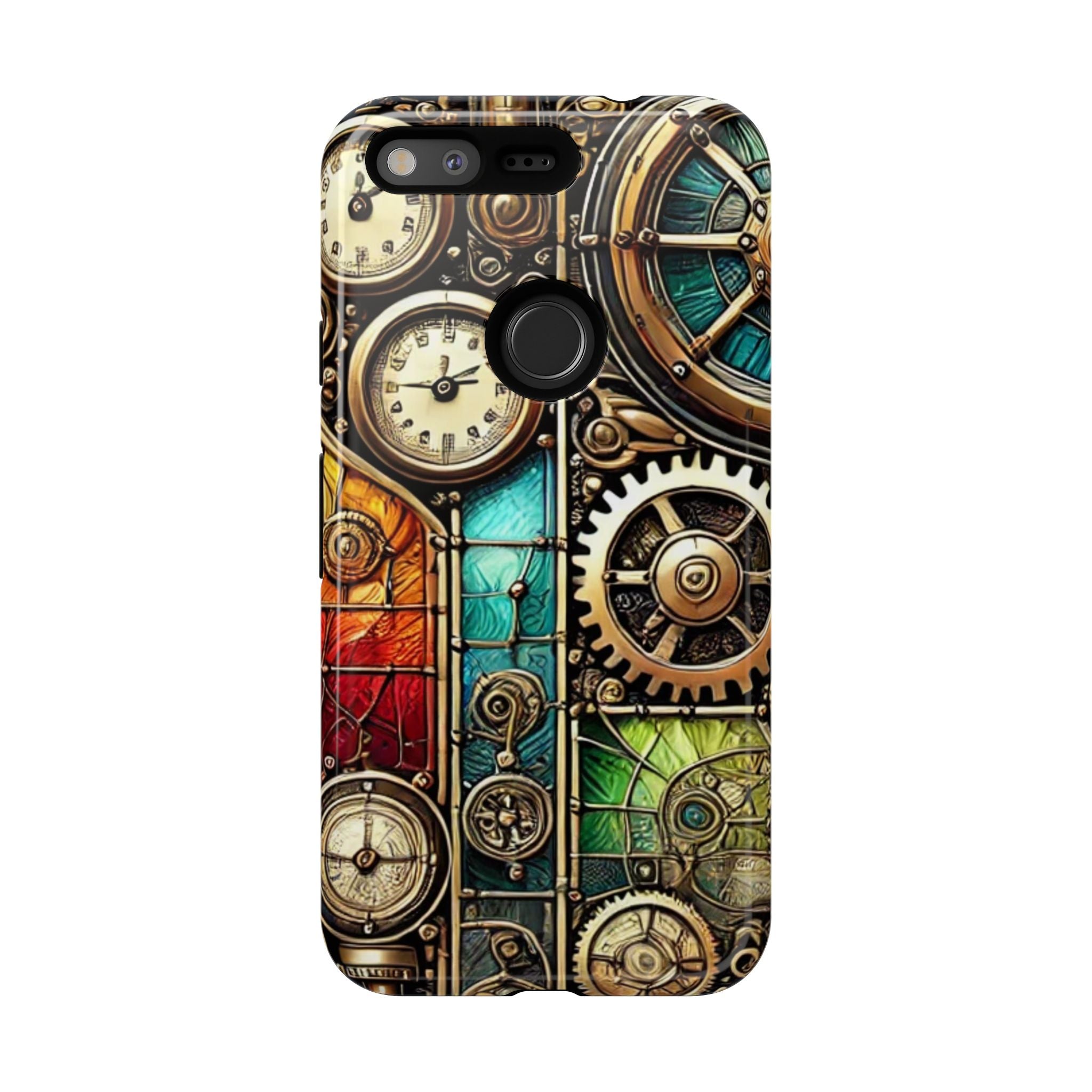Steampunk Meets Stained Glass Android Case, Artistic Gear Design