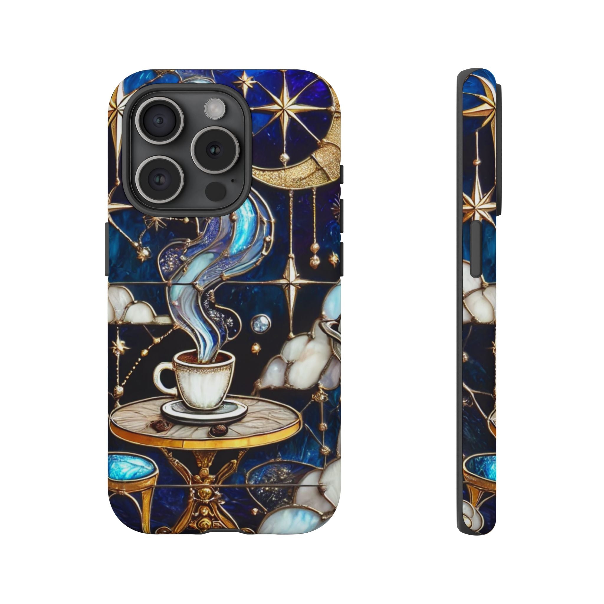 Celestial Stained Glass Coffee iPhone Case – Shockproof 3D Wrap