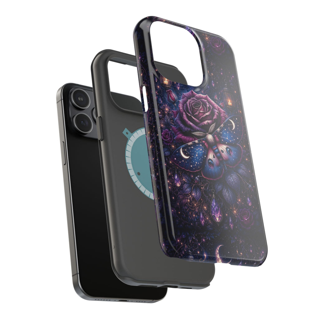 Mystical Rose & Moth Phone Case – Floral MagSafe-Compatible Cover