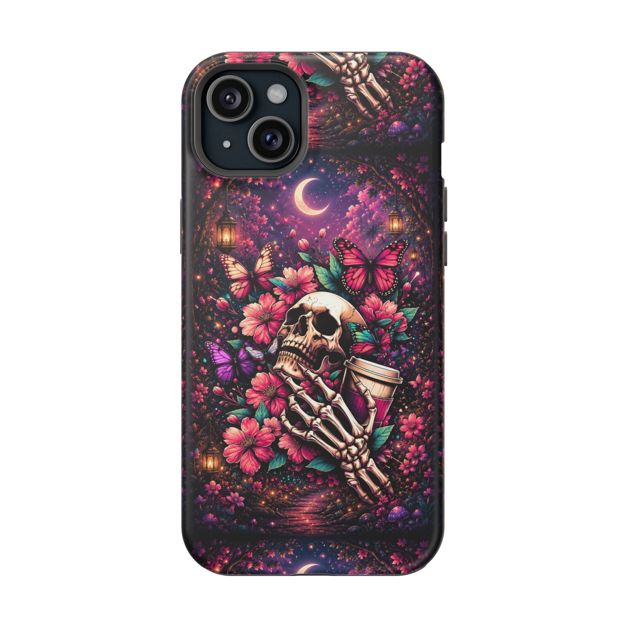 Skull & Butterflies Phone Case – Gothic Floral MagSafe-Compatible Case